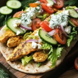 Griechische Hähnchen-Gyros mit Tzatziki Rezept 3 - 2 große Hähnchenbrustfilets, in dünne Streifen geschnitten - 2 Esslöffel Olivenöl - 3 Knoblauchzehen, fein gehackt - 1 Esslöffel getrockneter Oregano - 1 Esslöffel gemahlener Kreuzkümmel - 1 Teelöffel Paprika - Salz und Pfeffer nach Geschmack