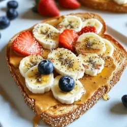 Köstlicher Peanut Butter Toast Einfach und Nahrhaft 3 Für einen köstlichen Erdnussbutter-Toast benötigst du einige einfache Zutaten. Hier sind die Hauptbestandteile: - 2 Scheiben Vollkornbrot - 4 Esslöffel cremige oder crunchy Erdnussbutter - 1 mittelgroße Banane, in Scheiben geschnitten - 2 Esslöffel Honig oder Ahornsirup - 1 Esslöffel Chiasamen - ¼ Teelöffel Zimt - Eine Prise Meersalz Diese Zutaten bilden die Basis für deinen leckeren Toast. Vollkornbrot sorgt für Ballaststoffe, während die Erdnussbutter gesunde Fette liefert. Manchmal möchte man das Rezept anpassen. Hier sind einige Optionen, die du hinzufügen kannst: - Kokosraspeln für einen tropischen Touch - Nüsse oder Samen für mehr Crunch - Joghurt, um es cremiger zu machen Mit diesen zusätzlichen Zutaten kannst du deinen Toast ganz nach deinem Geschmack gestalten. Garnierungen machen den Toast noch besser. Hier sind einige Ideen: - Frische Beeren wie Erdbeeren oder Heidelbeeren - Ein Spritzer Zitronensaft für Frische - Eine Prise Vanille für ein süßes Aroma Diese Garnierungen geben deinem Erdnussbutter-Toast das gewisse Etwas. Sie sind nicht nur lecker, sondern auch gesund. Probiere die Kombinationen aus, um deinen perfekten Toast zu finden. Und vergiss nicht, das Rezept für das Erdnussbutter-Paradies-Toast zu nutzen! Zuerst nimmst du zwei Scheiben Vollkornbrot. Lege sie in den Toaster. Du kannst den Grad des Toastens wählen. Ich empfehle einen goldenen Farbton. So wird das Brot schön knusprig. Achte darauf, dass es nicht verbrennt. Das Toasten dauert nur ein paar Minuten. Sobald das Brot getoastet ist, nimmst du die Erdnussbutter. Du brauchst vier Esslöffel, cremig oder crunchy. Verteile die Erdnussbutter gleichmäßig auf beiden Brotscheiben. Achte darauf, bis an die Ränder zu gehen. So schmeckt jeder Biss gut. Jetzt kommt der Spaß! Schneide eine Banane in Scheiben. Lege die Bananenscheiben direkt auf die Erdnussbutter. Du kannst sie schön anordnen. Danach nimmst du Honig oder Ahornsirup. Träufle etwas darüber für mehr Süße. Streue Chiasamen und Zimt darüber. Eine Prise Meersalz bringt den Geschmack hervor. Zum Schluss garnierst du mit frischen Beeren. So sieht der Toast toll aus und schmeckt lecker. Für das komplette Rezept schau dir das Erdnussbutter-Paradies-Toast an. Wähle eine Erdnussbutter mit wenigen Zutaten. Die beste hat nur Erdnüsse und Salz. Vermeide Zucker und ungesunde Fette. Cremige Erdnussbutter ist einfach zu streichen. Crunchy bietet einen tollen Biss. Überlege, was dir lieber ist. Toaste das Brot bis es goldbraun ist. Ein guter Grillgrad macht den Toast knusprig. Nutze einen Toaster oder eine Pfanne. Wenn du eine Pfanne verwendest, verwende etwas Butter oder Öl. Das macht den Toast noch besser. Erdnussbutter-Toast schmeckt frisch am besten. Lagere Reste in einem luftdichten Behälter. Wenn du Reste hast, esse sie innerhalb eines Tages. So bleibt die Textur und der Geschmack gut. Erhitze sie kurz in der Mikrowelle, wenn du möchtest. {{image_4}} Erdnussbutter-Toast mit Honig und Chiasamen ist eine tolle Wahl. Sie gibt dem Toast eine süße Note. Zuerst toasten Sie das Brot, dann die Erdnussbutter gleichmäßig darauf verteilen. Geben Sie dann ein paar Bananenscheiben darauf. Jetzt kommt der Honig. Ein Spritzer reicht aus. Streuen Sie die Chiasamen darauf. Sie sind klein, aber sehr nahrhaft. Diese Variation bringt Geschmack und Gesundheit. Für eine fruchtige Note, fügen Sie frische Beeren und Nüsse hinzu. Erdbeeren, Heidelbeeren oder Himbeeren passen gut. Legen Sie die Beeren nach der Erdnussbutter auf das Brot. Streuen Sie dann einige Nüsse darüber. Mandeln oder Walnüsse geben zusätzlichen Crunch. Diese Mischung macht den Toast bunt und lecker. Sie fügen auch viele Nährstoffe hinzu. Für Allergiker gibt es viele Alternativen. Wenn jemand Nüsse nicht essen kann, verwenden Sie Sonnenblumenkernbutter. Diese hat einen ähnlichen Geschmack und ist nahrhaft. Statt Bananen können Sie Apfelscheiben oder Birnen verwenden. Diese Früchte sind süß und frisch. So bleibt der Toast lecker und sicher für alle. Erdnussbutter ist nicht nur lecker, sondern auch nahrhaft. Eine Portion hat viele gesunde Fette. Diese Fette sind gut für das Herz. Außerdem enthält Erdnussbutter viel Protein. Protein hilft beim Muskelaufbau. Sie hat auch Ballaststoffe, die gut für die Verdauung sind. Viele Vitamine, wie E und B6, sind ebenfalls enthalten. Diese Vitamine fördern die Gesundheit und das Wohlbefinden. Vollkornbrot ist eine großartige Wahl für den Toast. Es hat mehr Ballaststoffe als weißes Brot. Ballaststoffe helfen, den Blutzucker stabil zu halten. Vollkornbrot gibt auch langanhaltende Energie. Es enthält wichtige Nährstoffe, wie Eisen und Magnesium. Diese Nährstoffe unterstützen viele Körperfunktionen. Der volle Geschmack von Vollkornbrot passt perfekt zur Erdnussbutter. Obst und Samen auf dem Toast geben einen extra Schub. Bananen sind eine tolle Wahl. Sie enthalten Kalium, das gut für die Muskeln ist. Chiasamen sind klein, aber mächtig. Sie sind reich an Omega-3-Fettsäuren und Ballaststoffen. Diese Nährstoffe helfen, das Herz gesund zu halten. Frische Beeren sind ebenfalls nahrhaft und lecker. Sie bringen Vitamine und Antioxidantien mit. All diese Zutaten steigern die Nährstoffe und den Geschmack Ihres Erdnussbutter-Toasts. Für die vollständige Anleitung und die Zutaten schauen Sie sich das Rezept für das Erdnussbutter-Paradies-Toast an. Erdnussbutter-Toast schmeckt frisch am besten. Wenn du Reste hast, lagere sie in einem luftdichten Behälter. So bleiben sie für ein paar Stunden frisch. Ich empfehle, den Toast innerhalb von 1 bis 2 Tagen zu essen. Nach dieser Zeit kann das Brot weich oder schimmlig werden. Ja, du kannst Erdnussbutter durch Mandelbutter oder Sonnenblumenbutter ersetzen. Diese Alternativen bieten ähnliche Geschmäcker und Nährstoffe. Wenn du eine Nussallergie hast, wähle eine dieser Optionen. Sie passen gut zu Bananen und anderen Toppings. Erdnussbutter ist nahrhaft, wenn du sie in Maßen isst. Sie enthält gesunde Fette, Eiweiß und viele Vitamine. Sie kann dir helfen, satt zu bleiben und Energie zu liefern. Achte darauf, eine natürliche Erdnussbutter ohne Zucker oder Zusatzstoffe zu wählen. So genießt du die vollen gesundheitlichen Vorteile. Erdnussbutter-Toast ist einfach und lecker. Wir haben die Hauptzutaten und Zusatzoptionen besprochen. Du hast die Schritte zum perfekten Toasten gelernt. Wichtig sind auch die Tipps für die beste Erdnussbutter und die Lagerung. Vergiss nicht die Variationen mit Honig oder Beeren! Die Gesundheitsvorteile sind groß: nahrhaft und energiegeladen. Probiere neue Kombinationen aus und genieße dein gesundes Frühstück. Jedes Rezept ist ein Schritt zu mehr Abwechslung und Spaß am Essen.