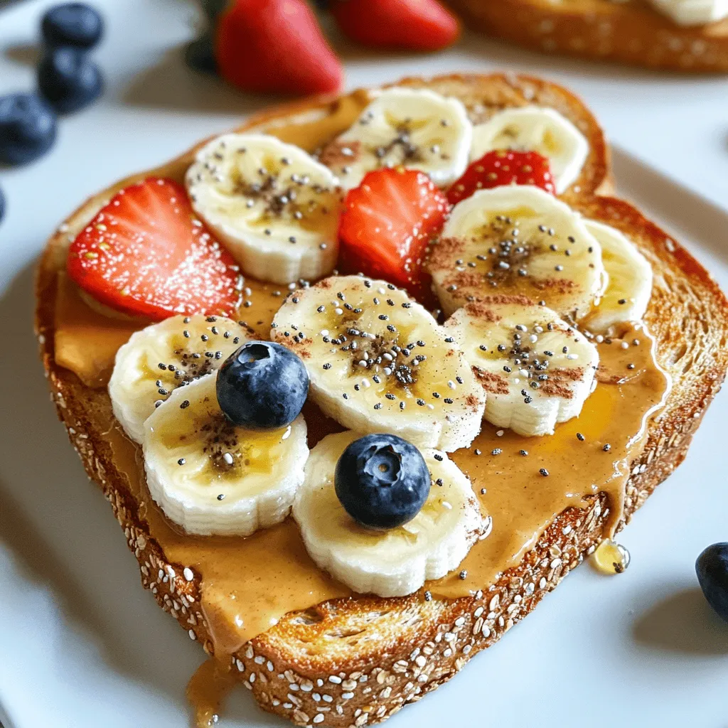 Für einen köstlichen Erdnussbutter-Toast benötigst du einige einfache Zutaten. Hier sind die Hauptbestandteile: - 2 Scheiben Vollkornbrot - 4 Esslöffel cremige oder crunchy Erdnussbutter - 1 mittelgroße Banane, in Scheiben geschnitten - 2 Esslöffel Honig oder Ahornsirup - 1 Esslöffel Chiasamen - ¼ Teelöffel Zimt - Eine Prise Meersalz Diese Zutaten bilden die Basis für deinen leckeren Toast. Vollkornbrot sorgt für Ballaststoffe, während die Erdnussbutter gesunde Fette liefert. Manchmal möchte man das Rezept anpassen. Hier sind einige Optionen, die du hinzufügen kannst: - Kokosraspeln für einen tropischen Touch - Nüsse oder Samen für mehr Crunch - Joghurt, um es cremiger zu machen Mit diesen zusätzlichen Zutaten kannst du deinen Toast ganz nach deinem Geschmack gestalten. Garnierungen machen den Toast noch besser. Hier sind einige Ideen: - Frische Beeren wie Erdbeeren oder Heidelbeeren - Ein Spritzer Zitronensaft für Frische - Eine Prise Vanille für ein süßes Aroma Diese Garnierungen geben deinem Erdnussbutter-Toast das gewisse Etwas. Sie sind nicht nur lecker, sondern auch gesund. Probiere die Kombinationen aus, um deinen perfekten Toast zu finden. Und vergiss nicht, das Rezept für das Erdnussbutter-Paradies-Toast zu nutzen! Zuerst nimmst du zwei Scheiben Vollkornbrot. Lege sie in den Toaster. Du kannst den Grad des Toastens wählen. Ich empfehle einen goldenen Farbton. So wird das Brot schön knusprig. Achte darauf, dass es nicht verbrennt. Das Toasten dauert nur ein paar Minuten. Sobald das Brot getoastet ist, nimmst du die Erdnussbutter. Du brauchst vier Esslöffel, cremig oder crunchy. Verteile die Erdnussbutter gleichmäßig auf beiden Brotscheiben. Achte darauf, bis an die Ränder zu gehen. So schmeckt jeder Biss gut. Jetzt kommt der Spaß! Schneide eine Banane in Scheiben. Lege die Bananenscheiben direkt auf die Erdnussbutter. Du kannst sie schön anordnen. Danach nimmst du Honig oder Ahornsirup. Träufle etwas darüber für mehr Süße. Streue Chiasamen und Zimt darüber. Eine Prise Meersalz bringt den Geschmack hervor. Zum Schluss garnierst du mit frischen Beeren. So sieht der Toast toll aus und schmeckt lecker. Für das komplette Rezept schau dir das Erdnussbutter-Paradies-Toast an. Wähle eine Erdnussbutter mit wenigen Zutaten. Die beste hat nur Erdnüsse und Salz. Vermeide Zucker und ungesunde Fette. Cremige Erdnussbutter ist einfach zu streichen. Crunchy bietet einen tollen Biss. Überlege, was dir lieber ist. Toaste das Brot bis es goldbraun ist. Ein guter Grillgrad macht den Toast knusprig. Nutze einen Toaster oder eine Pfanne. Wenn du eine Pfanne verwendest, verwende etwas Butter oder Öl. Das macht den Toast noch besser. Erdnussbutter-Toast schmeckt frisch am besten. Lagere Reste in einem luftdichten Behälter. Wenn du Reste hast, esse sie innerhalb eines Tages. So bleibt die Textur und der Geschmack gut. Erhitze sie kurz in der Mikrowelle, wenn du möchtest. {{image_4}} Erdnussbutter-Toast mit Honig und Chiasamen ist eine tolle Wahl. Sie gibt dem Toast eine süße Note. Zuerst toasten Sie das Brot, dann die Erdnussbutter gleichmäßig darauf verteilen. Geben Sie dann ein paar Bananenscheiben darauf. Jetzt kommt der Honig. Ein Spritzer reicht aus. Streuen Sie die Chiasamen darauf. Sie sind klein, aber sehr nahrhaft. Diese Variation bringt Geschmack und Gesundheit. Für eine fruchtige Note, fügen Sie frische Beeren und Nüsse hinzu. Erdbeeren, Heidelbeeren oder Himbeeren passen gut. Legen Sie die Beeren nach der Erdnussbutter auf das Brot. Streuen Sie dann einige Nüsse darüber. Mandeln oder Walnüsse geben zusätzlichen Crunch. Diese Mischung macht den Toast bunt und lecker. Sie fügen auch viele Nährstoffe hinzu. Für Allergiker gibt es viele Alternativen. Wenn jemand Nüsse nicht essen kann, verwenden Sie Sonnenblumenkernbutter. Diese hat einen ähnlichen Geschmack und ist nahrhaft. Statt Bananen können Sie Apfelscheiben oder Birnen verwenden. Diese Früchte sind süß und frisch. So bleibt der Toast lecker und sicher für alle. Erdnussbutter ist nicht nur lecker, sondern auch nahrhaft. Eine Portion hat viele gesunde Fette. Diese Fette sind gut für das Herz. Außerdem enthält Erdnussbutter viel Protein. Protein hilft beim Muskelaufbau. Sie hat auch Ballaststoffe, die gut für die Verdauung sind. Viele Vitamine, wie E und B6, sind ebenfalls enthalten. Diese Vitamine fördern die Gesundheit und das Wohlbefinden. Vollkornbrot ist eine großartige Wahl für den Toast. Es hat mehr Ballaststoffe als weißes Brot. Ballaststoffe helfen, den Blutzucker stabil zu halten. Vollkornbrot gibt auch langanhaltende Energie. Es enthält wichtige Nährstoffe, wie Eisen und Magnesium. Diese Nährstoffe unterstützen viele Körperfunktionen. Der volle Geschmack von Vollkornbrot passt perfekt zur Erdnussbutter. Obst und Samen auf dem Toast geben einen extra Schub. Bananen sind eine tolle Wahl. Sie enthalten Kalium, das gut für die Muskeln ist. Chiasamen sind klein, aber mächtig. Sie sind reich an Omega-3-Fettsäuren und Ballaststoffen. Diese Nährstoffe helfen, das Herz gesund zu halten. Frische Beeren sind ebenfalls nahrhaft und lecker. Sie bringen Vitamine und Antioxidantien mit. All diese Zutaten steigern die Nährstoffe und den Geschmack Ihres Erdnussbutter-Toasts. Für die vollständige Anleitung und die Zutaten schauen Sie sich das Rezept für das Erdnussbutter-Paradies-Toast an. Erdnussbutter-Toast schmeckt frisch am besten. Wenn du Reste hast, lagere sie in einem luftdichten Behälter. So bleiben sie für ein paar Stunden frisch. Ich empfehle, den Toast innerhalb von 1 bis 2 Tagen zu essen. Nach dieser Zeit kann das Brot weich oder schimmlig werden. Ja, du kannst Erdnussbutter durch Mandelbutter oder Sonnenblumenbutter ersetzen. Diese Alternativen bieten ähnliche Geschmäcker und Nährstoffe. Wenn du eine Nussallergie hast, wähle eine dieser Optionen. Sie passen gut zu Bananen und anderen Toppings. Erdnussbutter ist nahrhaft, wenn du sie in Maßen isst. Sie enthält gesunde Fette, Eiweiß und viele Vitamine. Sie kann dir helfen, satt zu bleiben und Energie zu liefern. Achte darauf, eine natürliche Erdnussbutter ohne Zucker oder Zusatzstoffe zu wählen. So genießt du die vollen gesundheitlichen Vorteile. Erdnussbutter-Toast ist einfach und lecker. Wir haben die Hauptzutaten und Zusatzoptionen besprochen. Du hast die Schritte zum perfekten Toasten gelernt. Wichtig sind auch die Tipps für die beste Erdnussbutter und die Lagerung. Vergiss nicht die Variationen mit Honig oder Beeren! Die Gesundheitsvorteile sind groß: nahrhaft und energiegeladen. Probiere neue Kombinationen aus und genieße dein gesundes Frühstück. Jedes Rezept ist ein Schritt zu mehr Abwechslung und Spaß am Essen.