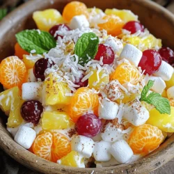 Ambrosia Salad köstlich und einfach selber machen 3 Für meinen Ambrosia Salat verwende ich einfache und leckere Zutaten. Hier ist die Liste: