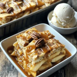 Für den perfekten Karamell-Apfel-Dump-Kuchen benötigen Sie einige Hauptzutaten. Diese Zutaten machen den Kuchen einfach und lecker. - 2 Dosen (je 600 g) Apfelkuchenfüllung - 1 Packung Vanillekuchen-Mix (430 g) - 240 ml Karamellsauce (fertig gekauft oder selbstgemacht) - 3 Teelöffel gemahlener Zimt - 115 g ungesalzene Butter, geschmolzen - 150 g gehackte Pekannüsse (optional) - Eiscreme oder Schlagsahne zum Servieren (optional) Die Apfelkuchenfüllung bringt eine süße und fruchtige Basis. Der Vanillekuchen-Mix sorgt für eine lockere Konsistenz. Karamellsauce gibt dem Kuchen seine besondere Note. Zimt bringt Wärme und Geschmack. Die Butter hilft, alles zusammenzubringen. Wenn Sie möchten, können Pekannüsse für zusätzlichen Biss hinzugefügt werden. Ein paar Küchenutensilien sind wichtig, um diesen Kuchen zu machen. Diese Utensilien helfen Ihnen, die Schritte einfach zu folgen. - Eine 23x33 cm große Auflaufform - Ein Rührgerät - Messbecher und Löffel - Ein Schneebesen oder eine Gabel zum Mischen Die Backform ist notwendig, um den Kuchen gleichmäßig zu backen. Das Rührgerät erleichtert das Mischen der Zutaten. Messbecher und Löffel helfen, die richtigen Mengen zu messen. Ein Schneebesen oder eine Gabel ist nützlich, um alles gut zu vermischen. Mit diesen Utensilien sind Sie bereit, um den Karamell-Apfel-Dump-Kuchen zu machen. Wenn Sie mehr über die Zubereitung erfahren möchten, schauen Sie sich das [Full Recipe](#) an. Heize deinen Ofen auf 175°C vor. Das ist wichtig, um den perfekten Kuchen zu backen. Fette eine 23x33 cm große Auflaufform ein. Das sorgt dafür, dass der Kuchen nicht kleben bleibt. Verteile die Apfelkuchenfüllung gleichmäßig auf dem Boden der Form. Diese Füllung bringt den süßen Apfelgeschmack. Streue den gemahlenen Zimt gleichmäßig über die Apfelfüllung. Der Zimt gibt einen tollen Geschmack. Gieße dann die Hälfte der Karamellsauce über die Äpfel. So zieht der Karamell gut ein. Öffne die Packung Vanillekuchen-Mix und streue ihn gleichmäßig über die Apfel- und Karamellschichten. Rühre das nicht um! Gieße die geschmolzene Butter gleichmäßig über die Oberseite des Kuchenteigs. Das macht ihn schön saftig. Wenn du magst, verteile die gehackten Pekannüsse darauf für extra Crunch. Backe den Kuchen im vorgeheizten Ofen für etwa 40-45 Minuten. Die Ränder sollten blubbern und die Oberseite goldbraun sein. Nehme den Kuchen aus dem Ofen und lasse ihn etwa 10 Minuten abkühlen. Serviere ihn warm. Du kannst ihn mit der restlichen Karamellsauce übergießen und optional mit einer Kugel Eiscreme oder einem Klecks Schlagsahne genießen. Für das vollständige Rezept schaue dir den Abschnitt "Full Recipe" an. Um den Dump-Kuchen perfekt zu backen, ist die richtige Backzeit wichtig. Ich empfehle, den Kuchen bei 175°C zu backen. Achte darauf, dass du ihn für 40 bis 45 Minuten im Ofen lässt. Die Ränder sollten blubbern, und die Oberseite muss goldbraun sein. Um die schön goldene Farbe zu erreichen, kannst du die Oberseite mit etwas Butter bestreichen. Dies hilft, eine leckere Kruste zu bilden. Wenn du die Backzeit einhältst, wirst du eine tolle Konsistenz bekommen. Serviere den Kuchen warm. Gieße etwas Karamellsauce darüber. Das macht ihn noch leckerer! Eine Kugel Eiscreme passt perfekt dazu. Du kannst auch andere Toppings ausprobieren. Schlagsahne, Nüsse oder sogar frische Früchte sind tolle Alternativen. Variiere die Beilagen, um deinen Gästen eine Freude zu machen. Das Rezept ist einfach und lässt viel Raum für Kreativität. Für mehr Geschmack kannst du den Kuchen mit Zimt bestreuen. Dies bringt eine tolle Wärme in den Dessert. Probiere verschiedene Kombinationen aus, um deinen perfekten Dump-Kuchen zu finden. {{image_4}} Um deinen Karamell-Apfel-Dump-Kuchen noch besser zu machen, kannst du andere Früchte verwenden. Probiere Birnen oder Kirschen. Diese Früchte bringen frische Aromen in dein Rezept. Du kannst sie einfach mit der Apfelkuchenfüllung mischen. Ein weiterer leckerer Trick ist, Schokoladenstückchen oder Nüsse hinzuzufügen. Schokoladenstückchen geben einen süßen, schokoladigen Kick. Nüsse wie Pekannüsse oder Walnüsse sorgen für einen tollen Crunch. Beide Optionen machen dein Dessert noch interessanter. Wenn du auf Gluten achtest, kannst du einen glutenfreien Kuchenmix wählen. Diese Mixe schmecken oft genauso gut wie die normalen. Achte dabei auf die Zutatenliste, um sicherzugehen, dass sie auch wirklich glutenfrei sind. Für eine vegane Version des Karamell-Apfel-Dump-Kuchens kannst du eine pflanzliche Karamellsauce machen. Du kannst dafür Kokosmilch und Zucker verwenden. Diese Mischung ergibt eine süße, cremige Sauce. Es ist leicht und macht dein Dessert ganz ohne tierische Produkte lecker. Für das volle Rezept, schau dir die [Full Recipe] an. Um den Karamell-Apfel-Dump-Kuchen frisch zu halten, lagere ich ihn im Kühlschrank. Das bewahrt den Geschmack und die Feuchtigkeit. Ich decke den Kuchen einfach mit Frischhaltefolie ab. So bleibt er für etwa fünf Tage gut. Wenn ich mehr Kuchen habe, friere ich ihn ein. Das ist eine tolle Option für längere Lagerung. Ich schneide den Kuchen in Stücke und lege sie in einen luftdichten Behälter. So bleiben die Stücke bis zu drei Monate frisch. Um den gekühlten Kuchen wieder warm zu machen, benutze ich den Ofen. Ich heize ihn auf 175°C vor. Dann lege ich die Stücke auf ein Backblech und backe sie für etwa 10 Minuten. Das macht den Kuchen warm und knusprig. Alternativ kann ich die Mikrowelle nutzen. Ich lege ein Stück auf einen Teller und erhitze es für 20 bis 30 Sekunden. So bleibt der Kuchen schön saftig und lecker. Sie können den Karamell-Apfel-Dump-Kuchen bis zu fünf Tage im Kühlschrank aufbewahren. Stellen Sie sicher, dass er in einem luftdichten Behälter ist. Dies hilft, die Feuchtigkeit zu halten und den Kuchen frisch zu halten. Wenn Sie ihn länger aufbewahren möchten, können Sie ihn auch einfrieren. Wickeln Sie ihn fest in Plastikfolie und legen Sie ihn in einen Gefrierbeutel. So bleibt er bis zu drei Monate frisch. Ja, Sie können den Karamell-Apfel-Dump-Kuchen im Voraus zubereiten. Bereiten Sie den Kuchen ganz normal vor, aber backen Sie ihn nicht sofort. Decken Sie die Auflaufform mit Folie ab und stellen Sie sie in den Kühlschrank. Sie können ihn bis zu 24 Stunden im Voraus zubereiten. Backen Sie den Kuchen, wenn Sie bereit sind, ihn zu servieren. Dies sorgt für einen frisch gebackenen Geschmack. Ja, dieser Kuchen ist perfekt für besondere Anlässe! Er eignet sich gut für Partys, Familienfeiern oder Feiertage. Die Kombination aus Karamell und Äpfeln macht ihn zu einem echten Publikumsmagneten. Servieren Sie ihn warm mit einer Kugel Eiscreme oder einem Klecks Schlagsahne. Jeder wird begeistert sein! Der Karamell-Apfel-Dump-Kuchen ist einfach und lecker. Wir haben die Hauptzutaten und Utensilien besprochen. Den Ofen richtig vorheizen und die Zutaten schichten ist wichtig. Perfekte Backergebnisse erzielen Sie mit unseren Tipps. Variieren Sie das Rezept mit anderen Früchten oder machen Sie es glutenfrei. Der Kuchen bleibt frisch und saftig, wenn Sie auf die Lagerung achten. Mit den richtigen Toppings wird er zum Hit bei jedem Anlass. Viel Spaß beim Backen und Genießen!