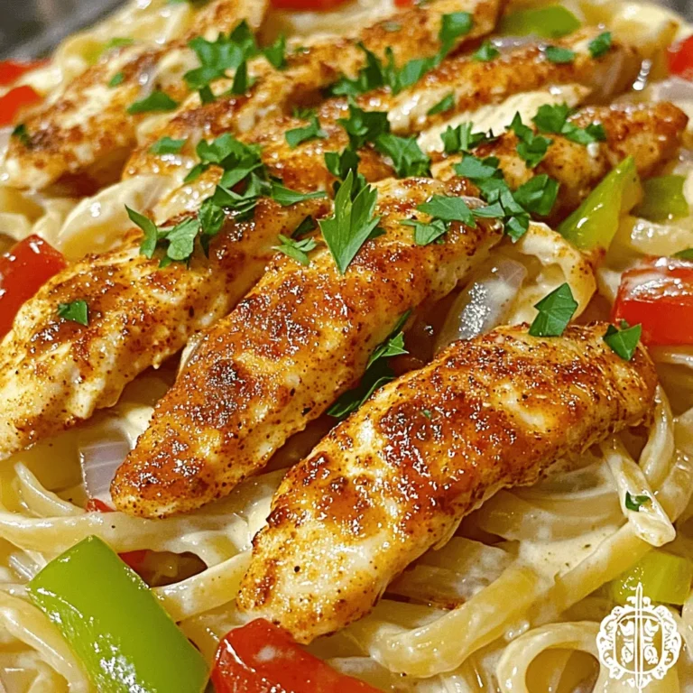 - 2 Hähnchenbrustfilets, ohne Haut und Knochen - 1 Esslöffel Cajun-Gewürzmischung - 2 Esslöffel Olivenöl Die Hauptzutaten sind sehr wichtig. Die Hähnchenbrust macht das Gericht zart. Cajun-Gewürzmischung gibt den tollen Geschmack. Olivenöl hilft beim Braten. - 225 g Fettuccine oder Penne-Nudeln - 1 rote Paprika, in Streifen geschnitten - 1 grüne Paprika, in Streifen geschnitten - 1 mittelgroße Zwiebel, gehackt - 3 Knoblauchzehen, gehackt - 240 ml Schlagsahne - 240 ml Hühnerbrühe Die Nudeln sind die Basis der Pasta. Paprika und Zwiebel bringen Farbe und Geschmack. Knoblauch fügt ein tolles Aroma hinzu. Schlagsahne macht die Sauce cremig. Hühnerbrühe gibt mehr Tiefe im Geschmack. - 100 g frisch geriebener Parmesan-Käse - Frische Petersilie, gehackt (zur Garnitur) - Salz und Pfeffer nach Geschmack Parmesan-Käse macht die Sauce reichhaltiger. Petersilie bringt Frische. Salz und Pfeffer sind wichtig zum Würzen. Für das volle Rezept, schau dir [Full Recipe] an. - Zuerst trage ich das Cajun-Gewürz auf das Hähnchen auf. Achte darauf, dass jedes Stück gut bedeckt ist. Dies bringt viel Geschmack. - Jetzt erhitze ich 1 Esslöffel Olivenöl in einer großen Pfanne bei mittlerer bis hoher Hitze. Ich lege das Hähnchen in die Pfanne und brate es 5-7 Minuten auf jeder Seite. Es soll goldbraun und durchgegart sein. Danach nehme ich das Hähnchen aus der Pfanne und lasse es kurz ruhen. - In der gleichen Pfanne gebe ich das restliche Olivenöl hinzu. Ich füge gehackte Zwiebel, rote und grüne Paprika hinzu. Diese brate ich etwa 4-5 Minuten, bis sie weich werden. - Jetzt kommt der gehackte Knoblauch dazu. Ich brate ihn eine weitere Minute mit. Das gibt dem Gemüse einen tollen Geschmack. - Während das Gemüse gart, bringe ich einen großen Topf mit gesalzenem Wasser zum Kochen. Ich koche die Fettuccine oder Penne nach Packungsanweisung, bis sie al dente sind. Danach gieße ich sie ab und stelle sie beiseite. - Sobald das Gemüse fertig ist, gebe ich die Hühnerbrühe und Schlagsahne hinzu. Ich rühre gut um und lasse die Sauce 5 Minuten köcheln, damit sie eindickt. - Jetzt schneide ich das Hähnchen in Streifen. Ich füge es zusammen mit den gekochten Nudeln in die Pfanne. Alles gut vermengen, damit die Pasta von der Sauce umhüllt wird. - Zum Schluss rühre ich den geriebenen Parmesan-Käse ein. Er schmilzt und macht die Sauce cremig. Nach Belieben füge ich Salz und Pfeffer hinzu. Für das vollständige Rezept, siehe [Full Recipe]. Um das Hähnchen gleichmäßig zu braten, erwärmen Sie die Pfanne gut. Nutzen Sie Olivenöl für das Braten. Braten Sie das Hähnchen 5-7 Minuten auf jeder Seite. Achten Sie darauf, dass es goldbraun wird. So bleibt das Hähnchen saftig und zart. Das Gemüse sollten Sie nicht überkochen. Braten Sie die Paprika und Zwiebel nur 4-5 Minuten. Fügen Sie den Knoblauch erst ganz zum Schluss hinzu. So bleibt er aromatisch und frisch. Fühlen Sie sich frei, Gemüse hinzuzufügen oder auszutauschen. Zucchini oder Brokkoli passen gut. Sie können auch Spinat verwenden, um mehr Farbe und Nährstoffe zu bekommen. Passen Sie den Schärfegrad an Ihren Geschmack an. Fügen Sie mehr Cajun-Gewürz hinzu, wenn Sie es schärfer mögen. Für eine mildere Variante nehmen Sie weniger Gewürz. Ein häufiger Fehler ist, die Sauce zu lange zu kochen. Lassen Sie die Sauce nur 5 Minuten köcheln. So bleibt sie cremig und leicht. Ein weiterer Fehler ist, zu viel Salz hinzuzufügen. Beginnen Sie mit einer Prise und schmecken Sie nach. So vermeiden Sie eine zu salzige Sauce. Diese Tipps helfen Ihnen, die beste Cajun Hühnchen Pasta zuzubereiten. Sie sind einfach und machen das Gericht lecker und ansprechend. Wenn Sie das gesamte Rezept sehen möchten, schauen Sie sich die [Full Recipe] an. {{image_4}} Eine leckere Variante besteht darin, Garnelen oder Muscheln zu verwenden. Diese Meeresfrüchte bringen einen frischen Geschmack. Sie passen gut zu den Gewürzen der Cajun Hühnchen Pasta. Beginne mit der Vorbereitung der Meeresfrüchte. Brate sie nur kurz an, damit sie zart bleiben. Füge sie während der letzten Minuten zur Sauce hinzu. So behalten sie ihren leckeren Geschmack und ihre Textur. Wenn du eine vegetarische Option suchst, sind Tofu oder Gemüse ideal. Tofu nimmt die Aromen der Cajun-Gewürze gut auf. Schneide den Tofu in Würfel und brate ihn bis er goldbraun ist. Du kannst auch saisonales Gemüse wie Zucchini, Brokkoli oder Spinat hinzufügen. Diese Mischung sorgt für eine bunte und nahrhafte Mahlzeit. Achte darauf, das Gemüse nicht zu lange zu garen, damit es knackig bleibt. Für glutenfreie Alternativen kannst du spezielle glutenfreie Nudeln verwenden. Diese gibt es in vielen Formen, wie Penne oder Fettuccine. Achte darauf, die Kochzeit gemäß den Anweisungen auf der Verpackung anzupassen. Auch bei den anderen Zutaten kannst du auf glutenfreie Brühe achten. So bleibt deine Cajun Hühnchen Pasta für alle geeignet. Egal für welche Variante du dich entscheidest, die Aromen der Cajun Hühnchen Pasta werden dich überraschen. Du findest die vollständige Rezeptanleitung im Abschnitt „Full Recipe“. Um Cajun Hühnchen Pasta frisch zu halten, kühle sie schnell ab. Lege die Reste in einen Behälter. Decke den Behälter gut ab, um die Feuchtigkeit einzuschließen. So bleibt der Geschmack erhalten. Wenn du die Pasta länger aufbewahren möchtest, kannst du sie einfrieren. Teile die Pasta in Portionen auf. Verpacke sie in gefriergeeignete Beutel oder Behälter. Achte darauf, die Luft herauszudrücken. So bleibt die Pasta bis zu drei Monate frisch. Um die Reste wieder aufzuwärmen, kannst du die Mikrowelle nutzen. Stelle die Pasta in eine mikrowellengeeignete Schüssel. Füge etwas Wasser hinzu, um die Trockenheit zu vermeiden. Erwärme sie in kurzen Intervallen. Alternativ kannst du die Pasta auf dem Herd erhitzen. Gib etwas Olivenöl in die Pfanne. Erwärme die Pasta bei niedriger Hitze, bis sie durch ist. So bleibt die Sauce cremig. Für die gesamte Zubereitung, schau dir das [Full Recipe] an. Die Cajun Hühnchen Pasta ist schnell zubereitet. Die Vorbereitungszeit beträgt etwa 15 Minuten. Die Kochzeit dauert etwa 15 Minuten. Insgesamt sind es also nur 30 Minuten, um dieses köstliche Gericht zu servieren. Es ist perfekt für ein schnelles Abendessen unter der Woche. Ja, du kannst die Cajun-Gewürzmischung selbst machen. Hier ist, wie du es machst: - 1 Esslöffel Paprika - 1 Teelöffel Zwiebelpulver - 1 Teelöffel Knoblauchpulver - 1 Teelöffel schwarzer Pfeffer - 1 Teelöffel Oregano - 1 Teelöffel Thymian - ½ Teelöffel Cayennepfeffer (für Schärfe) Mische alle Gewürze gut zusammen. Bewahre sie in einem luftdichten Behälter auf. So hast du immer frische Gewürze zur Hand. Zu Cajun Hühnchen Pasta passen viele Beilagen gut. Hier sind einige Vorschläge: - Ein frischer grüner Salat mit Vinaigrette - Gedämpftes Gemüse wie Brokkoli oder grüne Bohnen - Knoblauchbrot oder Baguette Diese Beilagen ergänzen die Aromen der Pasta perfekt. Sie bringen Frische und Farbe auf den Tisch. Cajun Hühnchen Pasta ist einfach zuzubereiten und schmeckt fantastisch. Mit frischen Zutaten und einer hellen, würzigen Sauce wird es zum Genuss. Denke daran, die Garzeiten einzuhalten und die richtigen Gewürze zu nutzen. Du kannst kreativ sein und Variationen ausprobieren. Diese Pasta ist ein echtes Familienessen! Probiere es aus und genieße die Aromen der Cajun-Küche. Mit ein wenig Übung wird es dir immer besser gelingen.