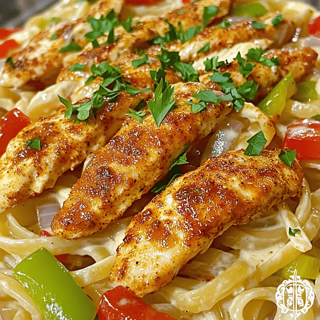 - 2 Hähnchenbrustfilets, ohne Haut und Knochen - 1 Esslöffel Cajun-Gewürzmischung - 2 Esslöffel Olivenöl Die Hauptzutaten sind sehr wichtig. Die Hähnchenbrust macht das Gericht zart. Cajun-Gewürzmischung gibt den tollen Geschmack. Olivenöl hilft beim Braten. - 225 g Fettuccine oder Penne-Nudeln - 1 rote Paprika, in Streifen geschnitten - 1 grüne Paprika, in Streifen geschnitten - 1 mittelgroße Zwiebel, gehackt - 3 Knoblauchzehen, gehackt - 240 ml Schlagsahne - 240 ml Hühnerbrühe Die Nudeln sind die Basis der Pasta. Paprika und Zwiebel bringen Farbe und Geschmack. Knoblauch fügt ein tolles Aroma hinzu. Schlagsahne macht die Sauce cremig. Hühnerbrühe gibt mehr Tiefe im Geschmack. - 100 g frisch geriebener Parmesan-Käse - Frische Petersilie, gehackt (zur Garnitur) - Salz und Pfeffer nach Geschmack Parmesan-Käse macht die Sauce reichhaltiger. Petersilie bringt Frische. Salz und Pfeffer sind wichtig zum Würzen. Für das volle Rezept, schau dir [Full Recipe] an. - Zuerst trage ich das Cajun-Gewürz auf das Hähnchen auf. Achte darauf, dass jedes Stück gut bedeckt ist. Dies bringt viel Geschmack. - Jetzt erhitze ich 1 Esslöffel Olivenöl in einer großen Pfanne bei mittlerer bis hoher Hitze. Ich lege das Hähnchen in die Pfanne und brate es 5-7 Minuten auf jeder Seite. Es soll goldbraun und durchgegart sein. Danach nehme ich das Hähnchen aus der Pfanne und lasse es kurz ruhen. - In der gleichen Pfanne gebe ich das restliche Olivenöl hinzu. Ich füge gehackte Zwiebel, rote und grüne Paprika hinzu. Diese brate ich etwa 4-5 Minuten, bis sie weich werden. - Jetzt kommt der gehackte Knoblauch dazu. Ich brate ihn eine weitere Minute mit. Das gibt dem Gemüse einen tollen Geschmack. - Während das Gemüse gart, bringe ich einen großen Topf mit gesalzenem Wasser zum Kochen. Ich koche die Fettuccine oder Penne nach Packungsanweisung, bis sie al dente sind. Danach gieße ich sie ab und stelle sie beiseite. - Sobald das Gemüse fertig ist, gebe ich die Hühnerbrühe und Schlagsahne hinzu. Ich rühre gut um und lasse die Sauce 5 Minuten köcheln, damit sie eindickt. - Jetzt schneide ich das Hähnchen in Streifen. Ich füge es zusammen mit den gekochten Nudeln in die Pfanne. Alles gut vermengen, damit die Pasta von der Sauce umhüllt wird. - Zum Schluss rühre ich den geriebenen Parmesan-Käse ein. Er schmilzt und macht die Sauce cremig. Nach Belieben füge ich Salz und Pfeffer hinzu. Für das vollständige Rezept, siehe [Full Recipe]. Um das Hähnchen gleichmäßig zu braten, erwärmen Sie die Pfanne gut. Nutzen Sie Olivenöl für das Braten. Braten Sie das Hähnchen 5-7 Minuten auf jeder Seite. Achten Sie darauf, dass es goldbraun wird. So bleibt das Hähnchen saftig und zart. Das Gemüse sollten Sie nicht überkochen. Braten Sie die Paprika und Zwiebel nur 4-5 Minuten. Fügen Sie den Knoblauch erst ganz zum Schluss hinzu. So bleibt er aromatisch und frisch. Fühlen Sie sich frei, Gemüse hinzuzufügen oder auszutauschen. Zucchini oder Brokkoli passen gut. Sie können auch Spinat verwenden, um mehr Farbe und Nährstoffe zu bekommen. Passen Sie den Schärfegrad an Ihren Geschmack an. Fügen Sie mehr Cajun-Gewürz hinzu, wenn Sie es schärfer mögen. Für eine mildere Variante nehmen Sie weniger Gewürz. Ein häufiger Fehler ist, die Sauce zu lange zu kochen. Lassen Sie die Sauce nur 5 Minuten köcheln. So bleibt sie cremig und leicht. Ein weiterer Fehler ist, zu viel Salz hinzuzufügen. Beginnen Sie mit einer Prise und schmecken Sie nach. So vermeiden Sie eine zu salzige Sauce. Diese Tipps helfen Ihnen, die beste Cajun Hühnchen Pasta zuzubereiten. Sie sind einfach und machen das Gericht lecker und ansprechend. Wenn Sie das gesamte Rezept sehen möchten, schauen Sie sich die [Full Recipe] an. {{image_4}} Eine leckere Variante besteht darin, Garnelen oder Muscheln zu verwenden. Diese Meeresfrüchte bringen einen frischen Geschmack. Sie passen gut zu den Gewürzen der Cajun Hühnchen Pasta. Beginne mit der Vorbereitung der Meeresfrüchte. Brate sie nur kurz an, damit sie zart bleiben. Füge sie während der letzten Minuten zur Sauce hinzu. So behalten sie ihren leckeren Geschmack und ihre Textur. Wenn du eine vegetarische Option suchst, sind Tofu oder Gemüse ideal. Tofu nimmt die Aromen der Cajun-Gewürze gut auf. Schneide den Tofu in Würfel und brate ihn bis er goldbraun ist. Du kannst auch saisonales Gemüse wie Zucchini, Brokkoli oder Spinat hinzufügen. Diese Mischung sorgt für eine bunte und nahrhafte Mahlzeit. Achte darauf, das Gemüse nicht zu lange zu garen, damit es knackig bleibt. Für glutenfreie Alternativen kannst du spezielle glutenfreie Nudeln verwenden. Diese gibt es in vielen Formen, wie Penne oder Fettuccine. Achte darauf, die Kochzeit gemäß den Anweisungen auf der Verpackung anzupassen. Auch bei den anderen Zutaten kannst du auf glutenfreie Brühe achten. So bleibt deine Cajun Hühnchen Pasta für alle geeignet. Egal für welche Variante du dich entscheidest, die Aromen der Cajun Hühnchen Pasta werden dich überraschen. Du findest die vollständige Rezeptanleitung im Abschnitt „Full Recipe“. Um Cajun Hühnchen Pasta frisch zu halten, kühle sie schnell ab. Lege die Reste in einen Behälter. Decke den Behälter gut ab, um die Feuchtigkeit einzuschließen. So bleibt der Geschmack erhalten. Wenn du die Pasta länger aufbewahren möchtest, kannst du sie einfrieren. Teile die Pasta in Portionen auf. Verpacke sie in gefriergeeignete Beutel oder Behälter. Achte darauf, die Luft herauszudrücken. So bleibt die Pasta bis zu drei Monate frisch. Um die Reste wieder aufzuwärmen, kannst du die Mikrowelle nutzen. Stelle die Pasta in eine mikrowellengeeignete Schüssel. Füge etwas Wasser hinzu, um die Trockenheit zu vermeiden. Erwärme sie in kurzen Intervallen. Alternativ kannst du die Pasta auf dem Herd erhitzen. Gib etwas Olivenöl in die Pfanne. Erwärme die Pasta bei niedriger Hitze, bis sie durch ist. So bleibt die Sauce cremig. Für die gesamte Zubereitung, schau dir das [Full Recipe] an. Die Cajun Hühnchen Pasta ist schnell zubereitet. Die Vorbereitungszeit beträgt etwa 15 Minuten. Die Kochzeit dauert etwa 15 Minuten. Insgesamt sind es also nur 30 Minuten, um dieses köstliche Gericht zu servieren. Es ist perfekt für ein schnelles Abendessen unter der Woche. Ja, du kannst die Cajun-Gewürzmischung selbst machen. Hier ist, wie du es machst: - 1 Esslöffel Paprika - 1 Teelöffel Zwiebelpulver - 1 Teelöffel Knoblauchpulver - 1 Teelöffel schwarzer Pfeffer - 1 Teelöffel Oregano - 1 Teelöffel Thymian - ½ Teelöffel Cayennepfeffer (für Schärfe) Mische alle Gewürze gut zusammen. Bewahre sie in einem luftdichten Behälter auf. So hast du immer frische Gewürze zur Hand. Zu Cajun Hühnchen Pasta passen viele Beilagen gut. Hier sind einige Vorschläge: - Ein frischer grüner Salat mit Vinaigrette - Gedämpftes Gemüse wie Brokkoli oder grüne Bohnen - Knoblauchbrot oder Baguette Diese Beilagen ergänzen die Aromen der Pasta perfekt. Sie bringen Frische und Farbe auf den Tisch. Cajun Hühnchen Pasta ist einfach zuzubereiten und schmeckt fantastisch. Mit frischen Zutaten und einer hellen, würzigen Sauce wird es zum Genuss. Denke daran, die Garzeiten einzuhalten und die richtigen Gewürze zu nutzen. Du kannst kreativ sein und Variationen ausprobieren. Diese Pasta ist ein echtes Familienessen! Probiere es aus und genieße die Aromen der Cajun-Küche. Mit ein wenig Übung wird es dir immer besser gelingen.