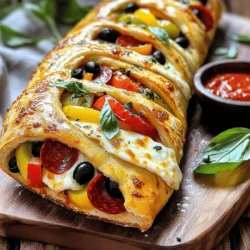 Um einen leckeren Stromboli zu machen, brauchst du einige Hauptzutaten. Hier ist, was du benötigst: - 450 g Pizzateig (gekauft oder selbstgemacht) - 240 ml Marinara-Sauce - 180 g geriebener Mozzarella-Käse - 120 g in Scheiben geschnittener Pepperoni - 120 g in Scheiben geschnittene Paprika (beliebige Farbe) - 120 g in Scheiben geschnittene schwarze Oliven Diese Zutaten geben deinem Stromboli den besten Geschmack. Der Pizzateig ist die Basis. Er hält die Füllung zusammen und sorgt für eine knusprige Kruste. Die Marinara-Sauce bringt eine schöne Tomatennote. Um deinem Stromboli mehr Geschmack zu geben, sind Gewürze wichtig. Du brauchst folgende: - 1 Teelöffel getrockneter Oregano - 1 Teelöffel Knoblauchpulver - 1 Esslöffel Olivenöl Oregano gibt einen herzhaften Geschmack. Das Knoblauchpulver sorgt für eine tolle Note. Das Olivenöl hilft, die Oberseite goldbraun zu machen. Zusätzlich kannst du einige Beilagen verwenden, um dein Essen zu verbessern. Hier sind einige Ideen: - Frische Basilikumblätter zur Garnierung (optional) - Extra Marinara-Sauce zum Dippen Basilikum gibt deinem Stromboli einen frischen Geschmack. Die Marinara-Sauce ist perfekt zum Dippen. Diese Extras machen dein Gericht noch köstlicher. Du kannst die vollständige Anleitung in der [Full Recipe] finden. Zuerst heize deinen Ofen auf 200°C vor. Lege ein Backblech mit Backpapier aus. Das hilft, damit der Stromboli nicht kleben bleibt. Du kannst Pizzateig selbst machen oder ihn kaufen. Wenn du ihn selbst machst, lass ihn vorher ruhen. Rolle den Pizzateig auf einer bemehlten Fläche aus. Mach ein Rechteck, das etwa 1,5 cm dick ist. Verteile eine dünne Schicht Marinara-Sauce gleichmäßig auf dem Teig. Lass dabei einen Rand von 2,5 cm frei. Streue die Hälfte des Mozzarella über die Sauce. Lege dann Pepperoni, Paprika und Oliven gleichmäßig darauf. Gib den restlichen Mozzarella oben drauf und bestreue alles mit Oregano und Knoblauchpulver. Jetzt rolle den Teig vorsichtig auf. Achte darauf, dass die Füllung im Inneren bleibt. Drücke die Enden gut zusammen, um alles zu verschließen. Lege den gerollten Stromboli mit der Nahtseite nach unten auf das Backblech. Bestreiche die Oberseite mit dem geschlagenen Ei und träufle etwas Olivenöl darüber. Das hilft, dass er schön goldbraun wird. Schneide mit einem scharfen Messer kleine Schlitze in die Oberseite. So kann der Dampf entweichen. Backe den Stromboli 25-30 Minuten im Ofen, bis er goldbraun ist. Lass ihn nach dem Backen einige Minuten abkühlen. Danach schneide ihn in Stücke. Serviere ihn warm mit extra Marinara-Sauce zum Dippen. Garniere ihn nach Belieben mit frischem Basilikum. Du wirst sehen, wie lecker und einfach das ist! Für mehr Details schaue dir die [Full Recipe] an. Einer der häufigsten Fehler beim Stromboli ist zu viel Füllung. Wenn du überfüllst, kann der Teig nicht richtig backen. Achte darauf, die Füllung gleichmäßig zu verteilen und genug Platz am Rand zu lassen. Ein weiterer Fehler ist, den Teig nicht gut zu verschließen. Drücke die Ränder fest zusammen, damit die Füllung nicht ausläuft. Die Füllung macht dein Stromboli besonders lecker. Probiere verschiedene Käsesorten wie Cheddar oder Gouda aus. Du kannst auch Gemüse wie Zucchini oder Spinat hinzufügen. Für eine würzige Note sind Jalapeños oder Peperoni eine gute Wahl. Mixe deine Lieblingszutaten und finde die perfekte Kombination! Die Backzeit ist wichtig für das perfekte Ergebnis. Heize deinen Ofen vor dem Backen gut vor. Das sorgt für einen gleichmäßigen Garprozess. Achte darauf, dass dein Stromboli goldbraun wird. Das zeigt, dass er fertig ist. Wenn du unsicher bist, überprüfe die Unterseite. Sie sollte fest und leicht braun sein. So schmeckt dein Stromboli am besten! {{image_4}} Wenn du eine vegetarische Variante von Stromboli machen möchtest, hast du viele Möglichkeiten. Du kannst frisches Gemüse wie Spinat, Zucchini und Pilze verwenden. Diese Zutaten bringen viel Geschmack. Füge auch Feta-Käse oder Ricotta hinzu, um die Füllung cremig zu machen. Eine Kombination aus verschiedenen Käsesorten macht das Ganze noch besser. Stromboli ist sehr vielseitig. Du kannst die Füllungen nach deinem Geschmack anpassen. Probiere zum Beispiel Hähnchen mit BBQ-Sauce oder Schinken mit Ananas. Auch eine mexikanische Variante mit Bohnen, Mais und Jalapeños ist lecker. Deine Kreativität kennt keine Grenzen! Für eine glutenfreie Option kannst du glutenfreien Pizzateig verwenden. Viele Marken bieten jetzt leckere glutenfreie Teige an. Achte darauf, die Füllungen glutenfrei zu halten. Bei der Wahl der Marinara-Sauce solltest du die Zutatenliste prüfen. So bleibt dein Essen für alle genießbar. Für mehr Details und spezifische Rezepte, schau dir das [Full Recipe] an. Um deinen Stromboli frisch zu halten, lass ihn zuerst auf Raumtemperatur abkühlen. Wickel ihn dann fest in Frischhaltefolie oder lege ihn in einen luftdichten Behälter. So bleibt der Geschmack und die Textur erhalten. Wenn du ihn länger aufbewahren möchtest, kannst du ihn auch in Aluminiumfolie einwickeln, um ihn vor Frost zu schützen. Um den Stromboli aufzuwärmen, heize deinen Ofen auf 180°C vor. Lege den Stromboli auf ein Backblech und backe ihn für etwa 10-15 Minuten. So wird er schön knusprig. Du kannst auch eine Mikrowelle verwenden, aber die Kruste wird nicht so knusprig. Erwärme ihn in der Mikrowelle für 1-2 Minuten, aber achte darauf, ihn nicht zu überhitzen. Im Kühlschrank hält der Stromboli etwa 3-4 Tage. Stelle sicher, dass er gut verpackt ist. Im Gefrierschrank kannst du ihn bis zu 3 Monate lagern. Zum Einfrieren schneide ihn in Portionen und wickel jede Portion einzeln ein. So kannst du einfach die Menge auftauen, die du möchtest. Die Zubereitung von Stromboli dauert etwa 15 Minuten. Das Backen braucht dann 25 bis 30 Minuten. Insgesamt benötigst du also ungefähr 45 Minuten, um ein köstliches Abendessen auf den Tisch zu bringen. Ja, du kannst den Teig im Voraus machen. Frischer Pizzateig lässt sich im Kühlschrank bis zu zwei Tage lagern. Du kannst auch Teig einfrieren. Achte darauf, ihn gut einzuwickeln, damit er nicht austrocknet. Als Dip empfehle ich Marinara-Sauce. Sie passt perfekt zu Stromboli und bringt zusätzlichen Geschmack. Du kannst auch andere Dips ausprobieren, wie Knoblauchbutter oder eine würzige Salsa. Stromboli ist einfach und lecker. Du hast nun alles, um es zuzubereiten. Wir haben die Hauptzutaten und die Schritte besprochen. Außerdem gibt es Tipps, um Fehler zu vermeiden. Denke an Variationen wie vegetarische oder glutenfreie Optionen. Achte auf die Lagerung und wie du Reste aufwärmst. Jetzt bist du bereit, deinen eigenen Stromboli zu kreieren und zu genießen. Viel Spaß beim Backen!