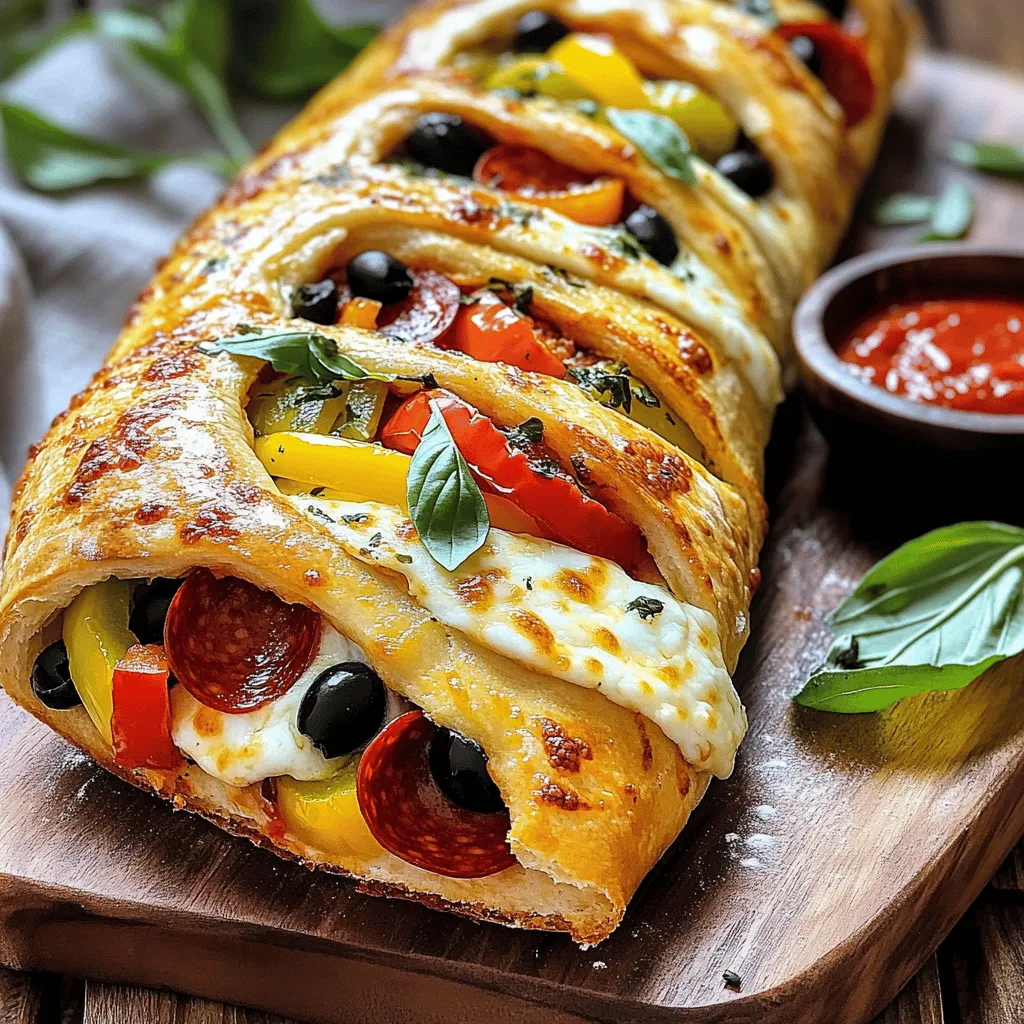Um einen leckeren Stromboli zu machen, brauchst du einige Hauptzutaten. Hier ist, was du benötigst: - 450 g Pizzateig (gekauft oder selbstgemacht) - 240 ml Marinara-Sauce - 180 g geriebener Mozzarella-Käse - 120 g in Scheiben geschnittener Pepperoni - 120 g in Scheiben geschnittene Paprika (beliebige Farbe) - 120 g in Scheiben geschnittene schwarze Oliven Diese Zutaten geben deinem Stromboli den besten Geschmack. Der Pizzateig ist die Basis. Er hält die Füllung zusammen und sorgt für eine knusprige Kruste. Die Marinara-Sauce bringt eine schöne Tomatennote. Um deinem Stromboli mehr Geschmack zu geben, sind Gewürze wichtig. Du brauchst folgende: - 1 Teelöffel getrockneter Oregano - 1 Teelöffel Knoblauchpulver - 1 Esslöffel Olivenöl Oregano gibt einen herzhaften Geschmack. Das Knoblauchpulver sorgt für eine tolle Note. Das Olivenöl hilft, die Oberseite goldbraun zu machen. Zusätzlich kannst du einige Beilagen verwenden, um dein Essen zu verbessern. Hier sind einige Ideen: - Frische Basilikumblätter zur Garnierung (optional) - Extra Marinara-Sauce zum Dippen Basilikum gibt deinem Stromboli einen frischen Geschmack. Die Marinara-Sauce ist perfekt zum Dippen. Diese Extras machen dein Gericht noch köstlicher. Du kannst die vollständige Anleitung in der [Full Recipe] finden. Zuerst heize deinen Ofen auf 200°C vor. Lege ein Backblech mit Backpapier aus. Das hilft, damit der Stromboli nicht kleben bleibt. Du kannst Pizzateig selbst machen oder ihn kaufen. Wenn du ihn selbst machst, lass ihn vorher ruhen. Rolle den Pizzateig auf einer bemehlten Fläche aus. Mach ein Rechteck, das etwa 1,5 cm dick ist. Verteile eine dünne Schicht Marinara-Sauce gleichmäßig auf dem Teig. Lass dabei einen Rand von 2,5 cm frei. Streue die Hälfte des Mozzarella über die Sauce. Lege dann Pepperoni, Paprika und Oliven gleichmäßig darauf. Gib den restlichen Mozzarella oben drauf und bestreue alles mit Oregano und Knoblauchpulver. Jetzt rolle den Teig vorsichtig auf. Achte darauf, dass die Füllung im Inneren bleibt. Drücke die Enden gut zusammen, um alles zu verschließen. Lege den gerollten Stromboli mit der Nahtseite nach unten auf das Backblech. Bestreiche die Oberseite mit dem geschlagenen Ei und träufle etwas Olivenöl darüber. Das hilft, dass er schön goldbraun wird. Schneide mit einem scharfen Messer kleine Schlitze in die Oberseite. So kann der Dampf entweichen. Backe den Stromboli 25-30 Minuten im Ofen, bis er goldbraun ist. Lass ihn nach dem Backen einige Minuten abkühlen. Danach schneide ihn in Stücke. Serviere ihn warm mit extra Marinara-Sauce zum Dippen. Garniere ihn nach Belieben mit frischem Basilikum. Du wirst sehen, wie lecker und einfach das ist! Für mehr Details schaue dir die [Full Recipe] an. Einer der häufigsten Fehler beim Stromboli ist zu viel Füllung. Wenn du überfüllst, kann der Teig nicht richtig backen. Achte darauf, die Füllung gleichmäßig zu verteilen und genug Platz am Rand zu lassen. Ein weiterer Fehler ist, den Teig nicht gut zu verschließen. Drücke die Ränder fest zusammen, damit die Füllung nicht ausläuft. Die Füllung macht dein Stromboli besonders lecker. Probiere verschiedene Käsesorten wie Cheddar oder Gouda aus. Du kannst auch Gemüse wie Zucchini oder Spinat hinzufügen. Für eine würzige Note sind Jalapeños oder Peperoni eine gute Wahl. Mixe deine Lieblingszutaten und finde die perfekte Kombination! Die Backzeit ist wichtig für das perfekte Ergebnis. Heize deinen Ofen vor dem Backen gut vor. Das sorgt für einen gleichmäßigen Garprozess. Achte darauf, dass dein Stromboli goldbraun wird. Das zeigt, dass er fertig ist. Wenn du unsicher bist, überprüfe die Unterseite. Sie sollte fest und leicht braun sein. So schmeckt dein Stromboli am besten! {{image_4}} Wenn du eine vegetarische Variante von Stromboli machen möchtest, hast du viele Möglichkeiten. Du kannst frisches Gemüse wie Spinat, Zucchini und Pilze verwenden. Diese Zutaten bringen viel Geschmack. Füge auch Feta-Käse oder Ricotta hinzu, um die Füllung cremig zu machen. Eine Kombination aus verschiedenen Käsesorten macht das Ganze noch besser. Stromboli ist sehr vielseitig. Du kannst die Füllungen nach deinem Geschmack anpassen. Probiere zum Beispiel Hähnchen mit BBQ-Sauce oder Schinken mit Ananas. Auch eine mexikanische Variante mit Bohnen, Mais und Jalapeños ist lecker. Deine Kreativität kennt keine Grenzen! Für eine glutenfreie Option kannst du glutenfreien Pizzateig verwenden. Viele Marken bieten jetzt leckere glutenfreie Teige an. Achte darauf, die Füllungen glutenfrei zu halten. Bei der Wahl der Marinara-Sauce solltest du die Zutatenliste prüfen. So bleibt dein Essen für alle genießbar. Für mehr Details und spezifische Rezepte, schau dir das [Full Recipe] an. Um deinen Stromboli frisch zu halten, lass ihn zuerst auf Raumtemperatur abkühlen. Wickel ihn dann fest in Frischhaltefolie oder lege ihn in einen luftdichten Behälter. So bleibt der Geschmack und die Textur erhalten. Wenn du ihn länger aufbewahren möchtest, kannst du ihn auch in Aluminiumfolie einwickeln, um ihn vor Frost zu schützen. Um den Stromboli aufzuwärmen, heize deinen Ofen auf 180°C vor. Lege den Stromboli auf ein Backblech und backe ihn für etwa 10-15 Minuten. So wird er schön knusprig. Du kannst auch eine Mikrowelle verwenden, aber die Kruste wird nicht so knusprig. Erwärme ihn in der Mikrowelle für 1-2 Minuten, aber achte darauf, ihn nicht zu überhitzen. Im Kühlschrank hält der Stromboli etwa 3-4 Tage. Stelle sicher, dass er gut verpackt ist. Im Gefrierschrank kannst du ihn bis zu 3 Monate lagern. Zum Einfrieren schneide ihn in Portionen und wickel jede Portion einzeln ein. So kannst du einfach die Menge auftauen, die du möchtest. Die Zubereitung von Stromboli dauert etwa 15 Minuten. Das Backen braucht dann 25 bis 30 Minuten. Insgesamt benötigst du also ungefähr 45 Minuten, um ein köstliches Abendessen auf den Tisch zu bringen. Ja, du kannst den Teig im Voraus machen. Frischer Pizzateig lässt sich im Kühlschrank bis zu zwei Tage lagern. Du kannst auch Teig einfrieren. Achte darauf, ihn gut einzuwickeln, damit er nicht austrocknet. Als Dip empfehle ich Marinara-Sauce. Sie passt perfekt zu Stromboli und bringt zusätzlichen Geschmack. Du kannst auch andere Dips ausprobieren, wie Knoblauchbutter oder eine würzige Salsa. Stromboli ist einfach und lecker. Du hast nun alles, um es zuzubereiten. Wir haben die Hauptzutaten und die Schritte besprochen. Außerdem gibt es Tipps, um Fehler zu vermeiden. Denke an Variationen wie vegetarische oder glutenfreie Optionen. Achte auf die Lagerung und wie du Reste aufwärmst. Jetzt bist du bereit, deinen eigenen Stromboli zu kreieren und zu genießen. Viel Spaß beim Backen!