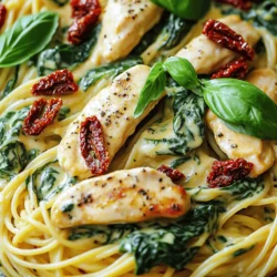 - 340 g Spaghetti - 2 Hähnchenbrustfilets, entbeint und ohne Haut, in Streifen geschnitten - 2 Esslöffel Olivenöl - 3 Knoblauchzehen, fein gehackt - 240 g getrocknete Tomaten, grob gehackt - 2 Tassen frischer Spinat - 240 ml Schlagsahne - 100 g geriebener Parmesan Die Hauptzutaten für Chicken Spaghetti sind einfach und frisch. Spaghetti sind die Basis und sorgen für Fülle. Hähnchenbrustfilets bringen Protein und Geschmack. Das Olivenöl hilft beim Braten und gibt ein tolles Aroma. Knoblauch fügt Tiefe hinzu und die getrockneten Tomaten geben einen süßen Kick. Frischer Spinat macht das Gericht gesund und bunt. Schlagsahne sorgt für eine cremige Soße, während Parmesan den perfekten Finish bietet. - 1 Teelöffel italienische Gewürzmischung - Salz und Pfeffer nach Geschmack - Frische Basilikumblätter zur Garnitur Die Gewürze sind wichtig für den vollen Geschmack. Italienische Gewürzmischung bringt die Aromen zusammen. Salz und Pfeffer sind unverzichtbar, um alle Zutaten zu betonen. Basilikum ist die perfekte Garnitur für eine frische Note. Es sieht gut aus und schmeckt köstlich. Diese Zutaten machen das Gericht zu einem echten Genuss. Wenn du mehr über die Zubereitung erfahren möchtest, schau dir das [Full Recipe] an. Um die Spaghetti perfekt zu kochen, bringe einen großen Topf mit gesalzenem Wasser zum Kochen. Füge die Spaghetti hinzu und koche sie laut Packungsanweisung. Rühre die Pasta gelegentlich um, damit sie nicht kleben bleibt. Wenn die Spaghetti al dente sind, gieße sie ab, aber bewahre 240 ml des Nudelwassers auf. Dieses Wasser hilft später, die Soße cremig zu machen. Erhitze in einer großen Pfanne Olivenöl bei mittlerer Hitze. Füge die Hähnchenstreifen hinzu und würze sie mit Salz und Pfeffer. Brate das Hähnchen etwa 6-7 Minuten lang. Achte darauf, dass es goldbraun ist und gut durchgegart. Nimm das Hähnchen aus der Pfanne und lege es beiseite. So wird es saftig und zart. In der gleichen Pfanne fügst du den gehackten Knoblauch hinzu. Brate ihn eine Minute lang an, bis er duftet. Danach kommen die getrockneten Tomaten dazu. Köchele alles für zwei Minuten. Jetzt gib den frischen Spinat in die Pfanne und lasse ihn für 2-3 Minuten zusammenfallen. Gieße die Schlagsahne dazu und bringe alles sanft zum Köcheln. Rühre den geriebenen Parmesan und die italienische Gewürzmischung ein. Wenn die Soße zu dick ist, füge etwas vom Nudelwasser hinzu, bis die Konsistenz stimmt. Für das vollständige Rezept, besuche den Abschnitt [Full Recipe]. Um die Spaghetti perfekt zu machen, koche sie al dente. Das bedeutet, dass sie weich, aber noch bissfest sind. Dies gibt den Nudeln die richtige Konsistenz. Vergiss nicht, etwas vom Nudelwasser aufzuheben. Dieses Wasser hat Stärke und hilft, die Soße zu binden. Füge es nach Bedarf zur Soße hinzu, um die perfekte Konsistenz zu erreichen. Es gibt viele Wege, Chicken Spaghetti noch besser zu machen. Du kannst verschiedene Gemüsesorten verwenden. Probiere Paprika, Zucchini oder sogar Brokkoli. Diese geben dem Gericht mehr Farbe und Nährstoffe. Außerdem kannst du Gewürze hinzufügen, um mehr Geschmack zu bekommen. Eine Prise Paprika oder italienische Kräuter kann einen großen Unterschied machen. Die Soße bleibt cremig, wenn du die richtige Milchart verwendest. Schlagsahne macht die Soße reichhaltig und glatt. Wenn du eine leichtere Option möchtest, kannst du auch Milch oder eine pflanzliche Alternative verwenden. Achte darauf, die Soße nicht zu lange zu kochen, damit sie nicht eindickt. Rühre sie ständig um, um ein Anbrennen zu verhindern und die Cremigkeit zu bewahren. {{image_4}} Eine leckere Idee ist, Oliven und Feta hinzuzufügen. Diese Zutaten bringen Geschmack und Farbe. Statt Spinat können Sie auch Mangold verwenden. Mangold hat einen milden, süßlichen Geschmack und passt gut zu diesem Gericht. Für mehr Würze können Sie Chili-Flocken hinzufügen. Diese bringen einen feurigen Kick. Falls Sie es noch würziger mögen, verwenden Sie scharfe Wurst statt Hähnchen. Diese Wurst gibt dem Gericht eine tolle, pikante Note. Wenn Sie eine vegetarische Option möchten, ersetzen Sie das Hähnchen durch Tofu oder Tempeh. Diese Optionen bieten viel Protein und sind sehr nahrhaft. Sie können auch mehr Gemüse verwenden, um eine fleischfreie Mahlzeit zu kreieren. Paprika, Zucchini oder Brokkoli sind tolle Alternativen. Diese Variationen machen Chicken Spaghetti spannend und bieten für jeden Geschmack etwas. Entdecken Sie die Möglichkeiten und finden Sie Ihre Lieblingsversion! Um Chicken Spaghetti frisch zu halten, bewahre sie in einem luftdichten Behälter auf. Stelle den Behälter in den Kühlschrank. So bleibt das Gericht bis zu drei Tage genießbar. Um Verdickung oder Trockenheit zu vermeiden, füge einen Schuss Wasser oder Brühe hinzu, wenn du es wieder aufwärmst. Rühre die Spaghetti gut durch, um die Soße gleichmäßig zu verteilen. Wenn du Chicken Spaghetti einfrieren möchtest, lasse das Gericht zuerst abkühlen. Teile es in Portionen auf und fülle sie in gefriergeeignete Beutel oder Behälter. Achte darauf, so viel Luft wie möglich herauszudrücken, bevor du sie schließt. Die optimale Zeitspanne für die Lagerung im Gefrierfach beträgt etwa drei Monate. Zum Auftauen lege die Portionen über Nacht in den Kühlschrank. Erwärme sie dann in einer Pfanne bei niedriger Hitze. Füge bei Bedarf etwas Wasser oder Brühe hinzu, um die Soße wieder cremig zu machen. Die Zubereitung von Chicken Spaghetti dauert insgesamt etwa 30 Minuten. - Vorbereitung: 15 Minuten - Kochzeit: 15 Minuten In dieser Zeit kochen Sie die Spaghetti und braten das Hähnchen. Sie können die Soße während das Wasser kocht vorbereiten. Diese kurze Zeit ist perfekt, wenn Sie ein schnelles Abendessen brauchen. Ja, Sie können Chicken Spaghetti im Voraus zubereiten. - Bereiten Sie das Gericht bis zur Fertigstellung der Soße vor. - Lassen Sie das Gericht abkühlen und lagern Sie es in einem luftdichten Behälter. - Im Kühlschrank bleibt es bis zu drei Tage frisch. Wenn Sie es aufwärmen, fügen Sie etwas Wasser oder Brühe hinzu. So bleibt die Soße cremig und lecker. Es gibt viele Alternativen für Hähnchen in diesem Gericht. - Tofu: Ersetzen Sie Hähnchen durch Tofu für eine vegetarische Option. - Tempeh: Eine weitere proteinreiche Wahl ist Tempeh. Sie können auch mehr Gemüse verwenden, wie Zucchini oder Paprika. Das gibt dem Gericht eine neue Note. Chicken Spaghetti kann gesund sein, wenn man einige Dinge beachtet. - Es enthält Protein aus Hähnchen und Nährstoffe aus Spinat. - Die Schlagsahne kann kalorienreich sein. Um es gesünder zu machen, verwenden Sie fettarme Milch oder Joghurt. Fügen Sie mehr Gemüse hinzu, um den Nährwert zu erhöhen. Chicken Spaghetti ist lecker und einfach zuzubereiten. In diesem Artikel haben wir die wichtigsten Zutaten besprochen, wie Hähnchen, Spaghetti und frischen Spinat. Zudem gab es eine klare Schritt-für-Schritt-Anleitung zur Zubereitung und hilfreiche Tipps für die perfekte Soße. Denke an die Variationen, um das Gericht spannend zu halten. Probiere neue Aromen oder ersetze das Hähnchen mit einer vegetarischen Option. Jetzt liegt es an dir, kreativ zu werden und dein eigenes Chicken Spaghetti zu zaubern! Viel Spaß dabei!