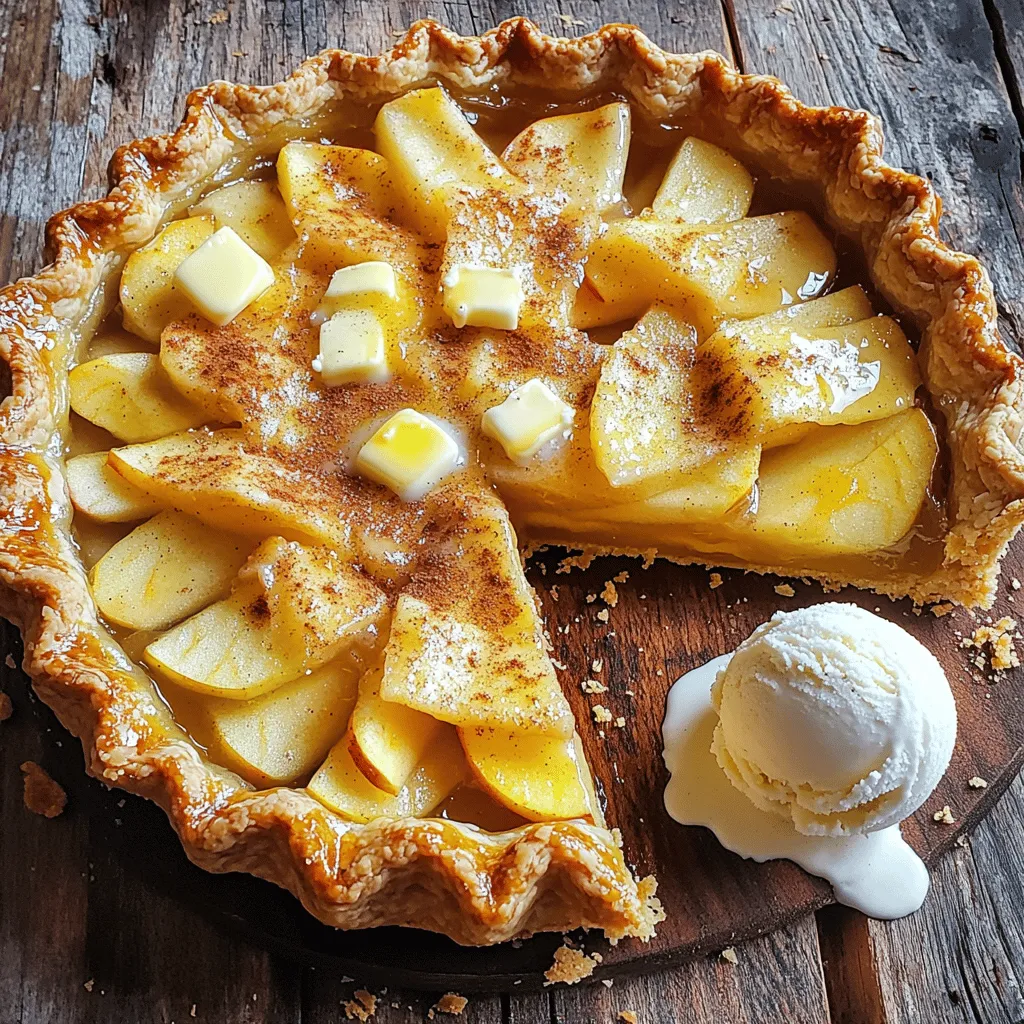 Für einen perfekten klassischen Apfelkuchen benötigst du einige wichtige Zutaten: - 6 Tassen Granny Smith Äpfel, geschält, entkernt und in Scheiben geschnitten - 1 Tasse kristalliner Zucker - ¼ Tasse brauner Zucker, fest gepackt - 2 Esslöffel Allzweckmehl - 1 Teelöffel gemahlener Zimt - ½ Teelöffel gemahlene Muskatnuss - 2 Esslöffel Zitronensaft - 1 Esslöffel ungesalzene Butter, in kleine Stücke geschnitten - 1 Packung (14 oz) gekühlte Teigplatten für Kuchen (oder selbstgemacht, wenn gewünscht) - 1 Ei, verquirlt (für den Eierwasch) - Eine Prise Salz Diese Zutaten sorgen für einen süßen und saftigen Kuchen. Die Äpfel bringen Frische, während die Gewürze Tiefe hinzufügen. Für etwas Abwechslung kannst du auch optionale Zutaten nutzen. Hier sind einige Ideen: - Walnüsse oder Pecannüsse für einen Crunch - Rosinen für zusätzliche Süße - Ein Spritzer Rum oder Vanilleextrakt für einen besonderen Geschmack Diese Zutaten sind nicht notwendig, aber sie können deinem Apfelkuchen eine persönliche Note geben. Die Wahl der Äpfel ist entscheidend für den Geschmack. Ich empfehle, saure Äpfel wie Granny Smith zu wählen. Sie balancieren die Süße und geben dem Kuchen einen tollen Geschmack. Hier sind ein paar Tipps: - Achte auf feste Äpfel ohne Druckstellen. - Frische Äpfel sind immer besser. - Misch verschiedene Sorten für mehr Geschmack. Die richtige Apfelsorte macht deinen Kuchen besonders lecker und interessant. Heize deinen Backofen auf 220°C vor. Ein heißer Ofen hilft, die Kruste knusprig zu machen. Stelle sicher, dass das Backblech drin ist, um das Überlaufen der Füllung aufzufangen. Nimm die Granny Smith Äpfel und schäle sie gründlich. Entkerne sie und schneide sie in dünne Scheiben. In einer großen Schüssel vermische die Apfelscheiben mit kristallinem Zucker, braunem Zucker, Mehl, Zimt, Muskatnuss, Zitronensaft und einer Prise Salz. Lass die Mischung für 15 Minuten stehen. So ziehen die Aromen gut ein. Wenn du selbstgemachten Teig verwendest, rolle ihn jetzt aus. Ansonsten nimm die gekühlten Teigplatten. Lege die erste Platte in eine 23 cm große Kuchenform. Fülle die Apfelmischung gleichmäßig in den Teigboden. Setze kleine Stücke Butter obendrauf. Rolle die zweite Teigplatte aus und lege sie über die Apfelfüllung. Du kannst Schlitze für den Dampf einritzen oder ein hübsches Gittermuster machen. Drücke die Ränder gut zusammen, damit nichts ausläuft. Bestreiche die obere Teigplatte mit dem verquirlten Ei. Das gibt eine schöne, goldene Farbe. Stelle die Torte auf ein Backblech. Backe sie 15 Minuten lang bei 220°C. Reduziere die Temperatur dann auf 175°C und backe sie weitere 35-45 Minuten. Achte darauf, dass die Äpfel zart sind und die Kruste schön goldbraun aussieht. Lass die Torte mindestens 2 Stunden abkühlen, bevor du sie anschneidest. So wird die Füllung fest. Für das vollständige Rezept schaue dir den [Full Recipe] an. Einen klassischen Apfelkuchen zu backen, kann einfach sein, aber Fehler können passieren. Hier sind einige häufige Fehler, die du vermeiden solltest: - Falsche Apfelsorte: Verwende Granny Smith Äpfel für einen guten Geschmack und die richtige Textur. - Zu viel Zucker: Achte darauf, nicht zu viel Zucker hinzuzufügen. Die Äpfel bringen auch Süße mit. - Nicht abtropfen lassen: Lass die Apfelmischung nicht zu lange stehen. Zu viel Saft macht den Teig matschig. Die Backtemperatur ist entscheidend für einen perfekten Apfelkuchen. Beginne mit 220°C (425°F) für die ersten 15 Minuten. So wird die Kruste schön knusprig. Danach senke die Temperatur auf 175°C (350°F). Backe für 35-45 Minuten, bis die Äpfel zart sind und die Kruste goldbraun aussieht. Eine gute Füllung macht deinen Apfelkuchen besonders. Hier sind einige Tipps: - Mehl verwenden: Das Mehl hilft, den Saft zu binden und die Füllung fest zu halten. - Zitronensaft hinzufügen: Der Zitronensaft gibt Frische und hilft, die Äpfel nicht braun werden zu lassen. - Ruhen lassen: Lass die Füllung nach dem Mischen etwas ruhen. So können die Aromen sich gut verbinden. Mit diesen Tipps wird dein Apfelkuchen sicher ein Hit! Probiere das gesamte Rezept aus, um ein köstliches Ergebnis zu erzielen. {{image_4}} Zimt ist der klassische Begleiter für Apfelkuchen. Er bringt Wärme und ein tolles Aroma. Du kannst auch Muskatnuss oder Ingwer verwenden. Diese Gewürze geben dem Kuchen eine spannende Note. Experimentiere mit den Mengen, um deinen perfekten Geschmack zu finden. Eine Prise Nelken kann ebenfalls eine Überraschung sein! Die Wahl der Äpfel macht einen großen Unterschied. Granny Smith sind sauer und fest. Sie halten beim Backen gut ihre Form. Du kannst auch süße Äpfel wie Gala oder Fuji nehmen. Eine Mischung aus verschiedenen Sorten bringt Vielfalt in den Geschmack. Probiere es aus und finde deine Lieblingskombination! Für einen veganen Apfelkuchen kannst du Butter durch Pflanzenmargarine ersetzen. Verwende pflanzliche Milch anstelle von Ei für den Teig. Ein einfaches Apfelmus kann als Ei-Ersatz dienen. So bleibt der Geschmack toll, und der Kuchen ist vegan. Diese Alternativen machen den Kuchen für alle zugänglich. Um Reste von deinem Apfelkuchen frisch zu halten, lege ihn in einen luftdichten Behälter. Du kannst auch Frischhaltefolie verwenden. Wenn du den Kuchen richtig lagerst, bleibt er bis zu fünf Tage gut. Stelle den Behälter an einen kühlen, trockenen Ort. Vermeide direkte Sonneneinstrahlung, um die Qualität zu sichern. Wenn du den Kuchen länger aufbewahren möchtest, friere ihn ein. Lass den Kuchen vollständig abkühlen, bevor du ihn einfrierst. Wickele ihn fest in Frischhaltefolie und lege ihn in einen gefriergeeigneten Behälter. So bleibt der Geschmack bis zu drei Monate erhalten. Zum Auftauen lege den Kuchen einfach über Nacht in den Kühlschrank. Im Kühlschrank hält der Apfelkuchen etwa fünf bis sieben Tage. Achte darauf, dass er gut abgedeckt ist. Wenn du den Kuchen aufschneidest, decke die offenen Stücke mit Frischhaltefolie ab. So schützt du die Feuchtigkeit und den Geschmack. Es ist wichtig, den Kuchen vor jedem Verzehr auf Zimmertemperatur zu bringen. So schmeckt er am besten. Es dauert etwa eineinhalb Stunden, um einen klassischen Apfelkuchen zu backen. Die Backzeit umfasst das Vorheizen des Ofens und das Backen des Kuchens. Der Kuchen braucht 15 Minuten bei hoher Hitze. Danach backen wir ihn bei niedrigerer Hitze für 35 bis 45 Minuten. Vergiss nicht, den Kuchen mindestens zwei Stunden abkühlen zu lassen, bevor du ihn anschneidest. So bleibt die Füllung fest. Ja, du kannst den Teig im Voraus machen. Bereite den Teig bis zu zwei Tage vorher vor. Wickel ihn gut in Frischhaltefolie ein und lege ihn in den Kühlschrank. So bleibt der Teig frisch. Wenn du bereit bist, backe, rolle den Teig einfach aus und fülle ihn. Wenn die Füllung zu wässrig ist, gibt es ein paar Lösungen. Du kannst mehr Mehl oder etwas Maisstärke hinzufügen. Dies hilft, die Flüssigkeit zu binden. Stelle sicher, dass du die Äpfel gut abtropfen lässt, bevor du sie in den Kuchen gibst. Das reduziert die Feuchtigkeit und sorgt für die perfekte Füllung. Zu Apfelkuchen passen viele Beilagen gut. Eine Kugel Vanilleeis ist eine beliebte Wahl. Auch Schlagsahne schmeckt lecker dazu. Du kannst auch etwas Karamellsauce drüber träufeln. Das bringt noch mehr Geschmack. Ein paar Nüsse oder Mandeln sorgen für einen tollen Crunch. Um das beste Eierwasch zu machen, nimm ein Ei und verquirle es gut. Du kannst einen kleinen Schuss Wasser oder Milch hinzufügen. Das macht die Mischung glatter. Bestreiche dann den oberen Teig mit dieser Mischung. So erhält dein Kuchen eine goldene, glänzende Kruste. Zusammenfassend haben wir die Zutaten und die Zubereitung eines leckeren Apfelkuchens besprochen. Wir haben Tipps zur Auswahl der besten Äpfel gegeben und Fehler, die du vermeiden solltest. Denke daran: Die richtige Backtemperatur und die perfekte Füllung machen den Unterschied. Variiere mit Gewürzen und wähle verschiedene Apfelsorten für neue Geschmäcker. Speichere Reste richtig und genieße den Apfelkuchen länger. Experimentiere und finde deine eigene perfekte Rezeptur. So wird jeder Biss zum Genuss!