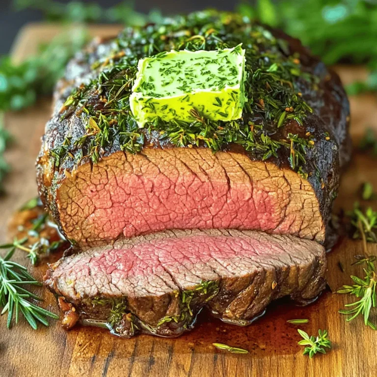 - 900 g Rinderfiletbraten - 2 Esslöffel Olivenöl - 1 Esslöffel Dijon-Senf - 1 Esslöffel Zitronensaft - Salz und schwarzer Pfeffer nach Geschmack Der Rinderfiletbraten ist das Herzstück dieses Gerichts. Er liefert den zarten Biss, den wir suchen. Olivenöl, Dijon-Senf und Zitronensaft helfen, das Fleisch zu würzen und ihm Geschmack zu geben. Salz und Pfeffer sind wichtig für die Grundwürze. - 125 g ungesalzene Butter, weich - 4 Knoblauchzehen, gehackt - 2 Esslöffel frischer Rosmarin, fein gehackt - 2 Esslöffel frischer Thymian, fein gehackt - 2 Esslöffel frische Petersilie, fein gehackt Die Kräuterbutter bringt das Gericht auf ein neues Level. Die weiche Butter dient als Basis. Der Knoblauch gibt einen kräftigen Geschmack. Frischer Rosmarin, Thymian und Petersilie bringen frische Aromen, die das Rinderfilet perfekt ergänzen. - 1 Teelöffel geräuchertes Paprikapulver Geräuchertes Paprikapulver fügt eine tiefere Note hinzu. Es macht die Kräuterbutter noch interessanter. Diese Gewürze machen das Gericht besonders und unvergesslich. Die Kombination dieser Aromen sorgt dafür, dass jeder Biss ein Genuss ist. Für die gesamte Zubereitung des Gerichts können Sie das Rezept in voller Länge hier finden: [Full Recipe]. Heize zuerst deinen Ofen auf 220°C vor. Das ist wichtig, damit der Rinderfiletbraten gleichmäßig gart. Während der Ofen vorheizt, bereite die Zutaten vor. Du brauchst frische Kräuter, Knoblauch und Butter. Alles sollte bereit sein, bevor du anfängst, um einen reibungslosen Ablauf zu gewährleisten. Um die Kräuterbutter zu machen, nimm eine mittelgroße Schüssel. Gib die weiche Butter hinein. Füge den gehackten Knoblauch, Rosmarin, Thymian und Petersilie hinzu. Streue auch Salz, Pfeffer und geräuchertes Paprikapulver dazu. Mische alles gut, bis die Kräuter gleichmäßig verteilt sind. Diese Butter bringt viel Geschmack ins Fleisch. Trockne den Rinderfiletbraten mit einem Küchentuch ab. Reibe das Fleisch mit Olivenöl, Dijon-Senf, Zitronensaft, Salz und Pfeffer ein. Achte darauf, dass das Fleisch gut gewürzt ist. Danach nimm die Kräuterbutter und trage sie großzügig auf das Rinderfilet auf. Achte darauf, dass das Fleisch gut eingekleidet ist. Das gibt eine tolle Kruste beim Braten. Erhitze etwas Olivenöl in einer großen, ofenfesten Pfanne bei mittlerer bis hoher Hitze. Wenn das Öl heiß ist, lege das Rinderfilet hinein. Brate das Fleisch 2-3 Minuten pro Seite an, bis es schön gebräunt ist. Danach stell die Pfanne in den heißen Ofen. Brate das Filet für etwa 25-30 Minuten, bis die Innentemperatur 57°C erreicht. Passen die Zeit an, wenn du es anders garen möchtest. Nimm die Pfanne aus dem Ofen und lasse das Fleisch mindestens 10-15 Minuten ruhen. Dies hilft, die Säfte zu verteilen. Das macht den Braten saftig und zart. Schneide das Rinderfilet in 2,5 cm dicke Medaillons. Serviere die Medaillons mit der geschmolzenen Kräuterbutter obenauf. So hast du ein leckeres und ansprechendes Gericht. Du findest das gesamte Rezept in der [Full Recipe]. Die Garstufe ist entscheidend für den perfekten Rinderfiletbraten. Die richtige Temperatur macht Ihr Fleisch zart und saftig. Hier sind die empfohlenen Innentemperaturen: - Rare: 50-52°C (120-125°F) - Medium-rare: 57°C (135°F) - Medium: 63-68°C (145-155°F) Nutzen Sie ein Fleischthermometer, um die Temperatur genau zu messen. Lassen Sie das Fleisch nach dem Braten immer ruhen, damit sich die Säfte verteilen. Kräuterbutter ist sehr anpassbar. Sie können neue Geschmäcker ausprobieren, um das Gericht zu verbessern. Einige meiner Lieblingsvariationen sind: - Zitronenschale: Fügt Frische hinzu. - Chili-Flocken: Bringt etwas Schärfe. - Frische Kräuter: Probieren Sie Basilikum oder Schnittlauch für andere Aromen. Mischen Sie diese Zutaten gut unter die Butter. Experimentieren Sie mit verschiedenen Kräutern und Gewürzen, um Ihre eigene Version zu erstellen. Einige Fehler können das Ergebnis Ihres Rinderfiletbratens ruinieren. Achten Sie auf Folgendes: - Nicht genug Würzen: Rindfleisch braucht Salz und Pfeffer für Geschmack. - Fleisch zu früh schneiden: Lassen Sie das Fleisch mindestens 10 Minuten ruhen. - Falsche Garstufe: Messen Sie die Temperatur genau. Vermeiden Sie diese Fehler, um sicherzustellen, dass Ihr Kräuterbutter Rinderfiletbraten perfekt gelingt. {{image_4}} Kräuterbutter ist sehr vielseitig. Du kannst verschiedene Kräuter und Aromen nutzen. Hier sind einige Ideen: - Basilikum und Parmesan: Mische frischen Basilikum mit geriebenem Parmesan. Das gibt einen italienischen Flair. - Chili und Koriander: Für einen scharfen Kick füge frische Chili und Koriander hinzu. Perfekt für Grillgerichte. - Zitronen-Thymian: Mische Zitronenschale mit Thymian. Das sorgt für frische Noten. Experimentiere mit Aromen, die dir gefallen. So kreierst du deine eigene persönliche Kräuterbutter. Der Rinderfiletbraten braucht tolle Beilagen. Hier sind einige Vorschläge: - Geröstetes Gemüse: Karotten, Zucchini und Paprika. Einfach mit Olivenöl und Gewürzen rösten. - Kartoffelgratin: Cremig und lecker. Es passt perfekt zum saftigen Fleisch. - Grüner Salat: Ein einfacher Salat mit frischen Blättern und einer leichten Vinaigrette. Das bringt Frische ins Gericht. Diese Beilagen ergänzen den Geschmack des Rinderfilets wunderbar. Wenn du kein Rinderfilet magst, gibt es tolle Alternativen: - Lammfilet: Hat einen kräftigen Geschmack. Gut gewürzt, ist es eine schmackhafte Wahl. - Schweinefilet: Zart und saftig. Es nimmt Aromen gut auf und ist leicht zuzubereiten. - Hühnchenbrust: Mager und vielseitig. Du kannst die Kräuterbutter auch hier verwenden. Diese Alternativen bringen Abwechslung auf den Tisch. Probiere sie aus und finde dein Lieblingsfleisch. Wenn Sie Reste von Ihrem Kräuterbutter Rinderfiletbraten haben, lagern Sie sie richtig. Wickeln Sie den Braten in Frischhaltefolie. Legen Sie ihn dann in einen luftdichten Behälter. So bleibt das Fleisch frisch und saftig. Stellen Sie sicher, dass der Braten vollständig abgekühlt ist, bevor Sie ihn lagern. Das verhindert Kondensation und hält das Fleisch zart. Um die Reste aufzuwärmen, heizen Sie den Ofen auf 150°C vor. Legen Sie den Rinderfiletbraten in eine Auflaufform. Bedecken Sie die Form mit Alufolie. Dies hilft, das Fleisch feucht zu halten. Erwärmen Sie es für etwa 15 bis 20 Minuten. Testen Sie die Temperatur mit einem Fleischthermometer. Es sollte mindestens 60°C erreichen, um sicher zu sein. Die Kräuterbutter kann bis zu einer Woche im Kühlschrank halten. Bewahren Sie sie in einem luftdichten Behälter auf. Wenn Sie die Butter länger aufbewahren möchten, frieren Sie sie ein. Teilen Sie die Butter in Portionen und wickeln Sie sie in Frischhaltefolie. So bleibt der Geschmack bis zu drei Monate erhalten. Wenn Sie die Butter auftauen, verwenden Sie sie in verschiedenen Gerichten oder als Brotaufstrich. Lassen Sie den Rinderfiletbraten nach dem Braten mindestens 10-15 Minuten ruhen. Dies hilft, die Säfte im Fleisch zu halten. Wenn Sie das Fleisch sofort schneiden, verliert es viel Saft. Das Ergebnis ist ein trockener Braten. Die Ruhezeit sorgt für saftige und zarte Medaillons. Die beste Methode, um Kräuterbutter zu machen, ist einfach. Mischen Sie weiche Butter mit frischen Kräutern und Gewürzen. Für dieses Rezept nehme ich ungesalzene Butter. Fügen Sie gehackten Knoblauch, Rosmarin, Thymian und Petersilie hinzu. Mischen Sie alles gut in einer Schüssel. Die Butter sollte gleichmäßig verteilt sein. Verwenden Sie dann die Kräuterbutter, um das Rinderfilet zu bestreichen. So bekommt das Fleisch einen reichen Geschmack. Ja, Sie können das Rezept im Voraus zubereiten. Die Kräuterbutter können Sie bis zu drei Tage im Voraus machen. Bewahren Sie sie im Kühlschrank auf. Auch der Rinderfiletbraten kann vorbereitet werden. Würzen Sie das Fleisch und bestreichen Sie es mit der Butter. Wickeln Sie es in Folie und lagern Sie es im Kühlschrank. Am Tag des Kochens müssen Sie es nur anbraten und im Ofen garen. So sparen Sie Zeit und Aufwand. Für das vollständige Rezept schauen Sie sich bitte das [Full Recipe] an. Zusammenfassend haben wir die besten Zutaten für Rinderfiletbraten und Kräuterbutter entdeckt. Ich habe eine klare Schritt-für-Schritt-Anleitung gegeben, um euch zu helfen, das Gericht problemlos zuzubereiten. Ihr habt Tipps erhalten, um häufige Fehler zu vermeiden und viele leckere Varianten kennengelernt. Denkt daran, wie wichtig die Ruhezeit für den Geschmack ist. Ich hoffe, ihr probiert diese Rezepte aus und genießt sie. Gutes Gelingen in der Küche!