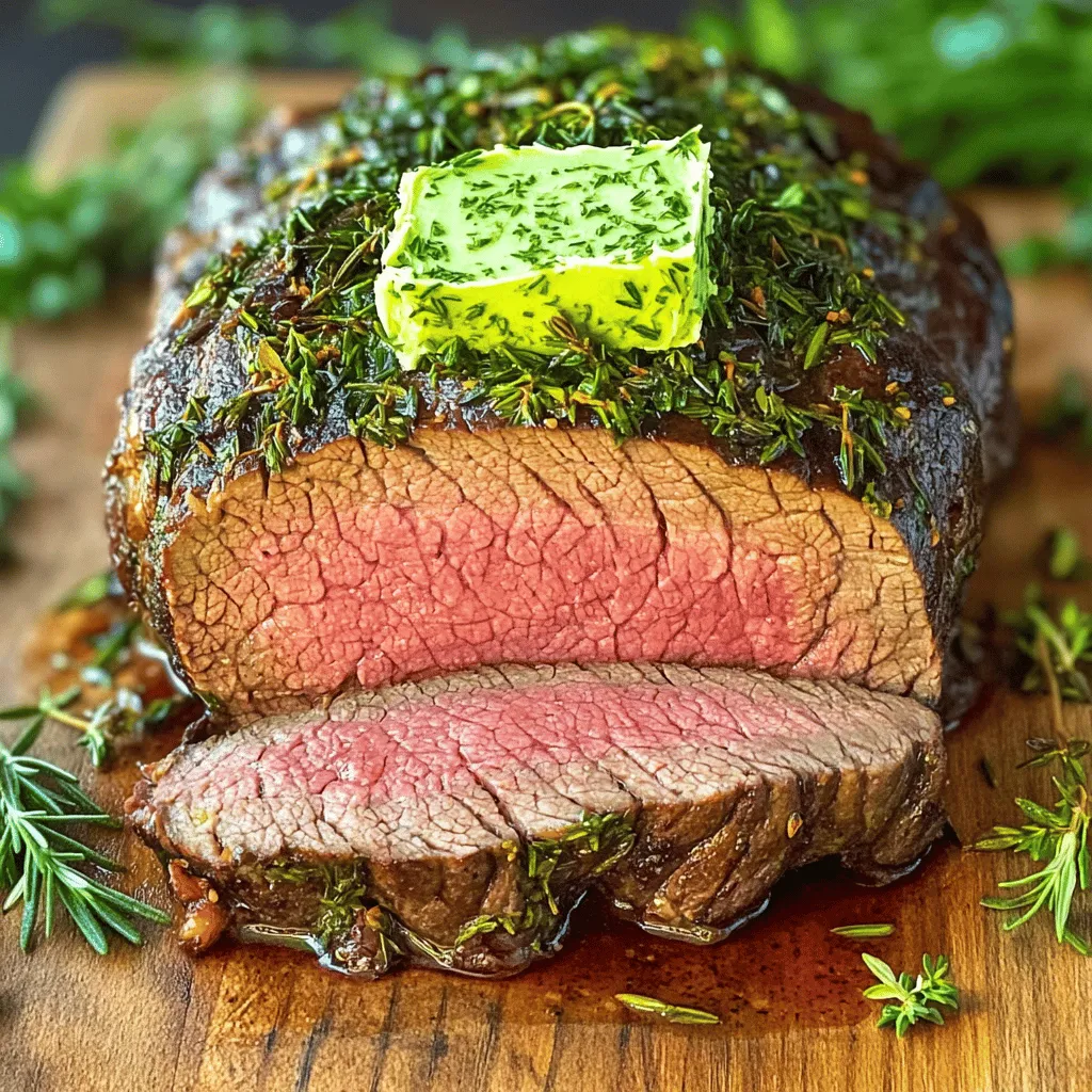 - 900 g Rinderfiletbraten - 2 Esslöffel Olivenöl - 1 Esslöffel Dijon-Senf - 1 Esslöffel Zitronensaft - Salz und schwarzer Pfeffer nach Geschmack Der Rinderfiletbraten ist das Herzstück dieses Gerichts. Er liefert den zarten Biss, den wir suchen. Olivenöl, Dijon-Senf und Zitronensaft helfen, das Fleisch zu würzen und ihm Geschmack zu geben. Salz und Pfeffer sind wichtig für die Grundwürze. - 125 g ungesalzene Butter, weich - 4 Knoblauchzehen, gehackt - 2 Esslöffel frischer Rosmarin, fein gehackt - 2 Esslöffel frischer Thymian, fein gehackt - 2 Esslöffel frische Petersilie, fein gehackt Die Kräuterbutter bringt das Gericht auf ein neues Level. Die weiche Butter dient als Basis. Der Knoblauch gibt einen kräftigen Geschmack. Frischer Rosmarin, Thymian und Petersilie bringen frische Aromen, die das Rinderfilet perfekt ergänzen. - 1 Teelöffel geräuchertes Paprikapulver Geräuchertes Paprikapulver fügt eine tiefere Note hinzu. Es macht die Kräuterbutter noch interessanter. Diese Gewürze machen das Gericht besonders und unvergesslich. Die Kombination dieser Aromen sorgt dafür, dass jeder Biss ein Genuss ist. Für die gesamte Zubereitung des Gerichts können Sie das Rezept in voller Länge hier finden: [Full Recipe]. Heize zuerst deinen Ofen auf 220°C vor. Das ist wichtig, damit der Rinderfiletbraten gleichmäßig gart. Während der Ofen vorheizt, bereite die Zutaten vor. Du brauchst frische Kräuter, Knoblauch und Butter. Alles sollte bereit sein, bevor du anfängst, um einen reibungslosen Ablauf zu gewährleisten. Um die Kräuterbutter zu machen, nimm eine mittelgroße Schüssel. Gib die weiche Butter hinein. Füge den gehackten Knoblauch, Rosmarin, Thymian und Petersilie hinzu. Streue auch Salz, Pfeffer und geräuchertes Paprikapulver dazu. Mische alles gut, bis die Kräuter gleichmäßig verteilt sind. Diese Butter bringt viel Geschmack ins Fleisch. Trockne den Rinderfiletbraten mit einem Küchentuch ab. Reibe das Fleisch mit Olivenöl, Dijon-Senf, Zitronensaft, Salz und Pfeffer ein. Achte darauf, dass das Fleisch gut gewürzt ist. Danach nimm die Kräuterbutter und trage sie großzügig auf das Rinderfilet auf. Achte darauf, dass das Fleisch gut eingekleidet ist. Das gibt eine tolle Kruste beim Braten. Erhitze etwas Olivenöl in einer großen, ofenfesten Pfanne bei mittlerer bis hoher Hitze. Wenn das Öl heiß ist, lege das Rinderfilet hinein. Brate das Fleisch 2-3 Minuten pro Seite an, bis es schön gebräunt ist. Danach stell die Pfanne in den heißen Ofen. Brate das Filet für etwa 25-30 Minuten, bis die Innentemperatur 57°C erreicht. Passen die Zeit an, wenn du es anders garen möchtest. Nimm die Pfanne aus dem Ofen und lasse das Fleisch mindestens 10-15 Minuten ruhen. Dies hilft, die Säfte zu verteilen. Das macht den Braten saftig und zart. Schneide das Rinderfilet in 2,5 cm dicke Medaillons. Serviere die Medaillons mit der geschmolzenen Kräuterbutter obenauf. So hast du ein leckeres und ansprechendes Gericht. Du findest das gesamte Rezept in der [Full Recipe]. Die Garstufe ist entscheidend für den perfekten Rinderfiletbraten. Die richtige Temperatur macht Ihr Fleisch zart und saftig. Hier sind die empfohlenen Innentemperaturen: - Rare: 50-52°C (120-125°F) - Medium-rare: 57°C (135°F) - Medium: 63-68°C (145-155°F) Nutzen Sie ein Fleischthermometer, um die Temperatur genau zu messen. Lassen Sie das Fleisch nach dem Braten immer ruhen, damit sich die Säfte verteilen. Kräuterbutter ist sehr anpassbar. Sie können neue Geschmäcker ausprobieren, um das Gericht zu verbessern. Einige meiner Lieblingsvariationen sind: - Zitronenschale: Fügt Frische hinzu. - Chili-Flocken: Bringt etwas Schärfe. - Frische Kräuter: Probieren Sie Basilikum oder Schnittlauch für andere Aromen. Mischen Sie diese Zutaten gut unter die Butter. Experimentieren Sie mit verschiedenen Kräutern und Gewürzen, um Ihre eigene Version zu erstellen. Einige Fehler können das Ergebnis Ihres Rinderfiletbratens ruinieren. Achten Sie auf Folgendes: - Nicht genug Würzen: Rindfleisch braucht Salz und Pfeffer für Geschmack. - Fleisch zu früh schneiden: Lassen Sie das Fleisch mindestens 10 Minuten ruhen. - Falsche Garstufe: Messen Sie die Temperatur genau. Vermeiden Sie diese Fehler, um sicherzustellen, dass Ihr Kräuterbutter Rinderfiletbraten perfekt gelingt. {{image_4}} Kräuterbutter ist sehr vielseitig. Du kannst verschiedene Kräuter und Aromen nutzen. Hier sind einige Ideen: - Basilikum und Parmesan: Mische frischen Basilikum mit geriebenem Parmesan. Das gibt einen italienischen Flair. - Chili und Koriander: Für einen scharfen Kick füge frische Chili und Koriander hinzu. Perfekt für Grillgerichte. - Zitronen-Thymian: Mische Zitronenschale mit Thymian. Das sorgt für frische Noten. Experimentiere mit Aromen, die dir gefallen. So kreierst du deine eigene persönliche Kräuterbutter. Der Rinderfiletbraten braucht tolle Beilagen. Hier sind einige Vorschläge: - Geröstetes Gemüse: Karotten, Zucchini und Paprika. Einfach mit Olivenöl und Gewürzen rösten. - Kartoffelgratin: Cremig und lecker. Es passt perfekt zum saftigen Fleisch. - Grüner Salat: Ein einfacher Salat mit frischen Blättern und einer leichten Vinaigrette. Das bringt Frische ins Gericht. Diese Beilagen ergänzen den Geschmack des Rinderfilets wunderbar. Wenn du kein Rinderfilet magst, gibt es tolle Alternativen: - Lammfilet: Hat einen kräftigen Geschmack. Gut gewürzt, ist es eine schmackhafte Wahl. - Schweinefilet: Zart und saftig. Es nimmt Aromen gut auf und ist leicht zuzubereiten. - Hühnchenbrust: Mager und vielseitig. Du kannst die Kräuterbutter auch hier verwenden. Diese Alternativen bringen Abwechslung auf den Tisch. Probiere sie aus und finde dein Lieblingsfleisch. Wenn Sie Reste von Ihrem Kräuterbutter Rinderfiletbraten haben, lagern Sie sie richtig. Wickeln Sie den Braten in Frischhaltefolie. Legen Sie ihn dann in einen luftdichten Behälter. So bleibt das Fleisch frisch und saftig. Stellen Sie sicher, dass der Braten vollständig abgekühlt ist, bevor Sie ihn lagern. Das verhindert Kondensation und hält das Fleisch zart. Um die Reste aufzuwärmen, heizen Sie den Ofen auf 150°C vor. Legen Sie den Rinderfiletbraten in eine Auflaufform. Bedecken Sie die Form mit Alufolie. Dies hilft, das Fleisch feucht zu halten. Erwärmen Sie es für etwa 15 bis 20 Minuten. Testen Sie die Temperatur mit einem Fleischthermometer. Es sollte mindestens 60°C erreichen, um sicher zu sein. Die Kräuterbutter kann bis zu einer Woche im Kühlschrank halten. Bewahren Sie sie in einem luftdichten Behälter auf. Wenn Sie die Butter länger aufbewahren möchten, frieren Sie sie ein. Teilen Sie die Butter in Portionen und wickeln Sie sie in Frischhaltefolie. So bleibt der Geschmack bis zu drei Monate erhalten. Wenn Sie die Butter auftauen, verwenden Sie sie in verschiedenen Gerichten oder als Brotaufstrich. Lassen Sie den Rinderfiletbraten nach dem Braten mindestens 10-15 Minuten ruhen. Dies hilft, die Säfte im Fleisch zu halten. Wenn Sie das Fleisch sofort schneiden, verliert es viel Saft. Das Ergebnis ist ein trockener Braten. Die Ruhezeit sorgt für saftige und zarte Medaillons. Die beste Methode, um Kräuterbutter zu machen, ist einfach. Mischen Sie weiche Butter mit frischen Kräutern und Gewürzen. Für dieses Rezept nehme ich ungesalzene Butter. Fügen Sie gehackten Knoblauch, Rosmarin, Thymian und Petersilie hinzu. Mischen Sie alles gut in einer Schüssel. Die Butter sollte gleichmäßig verteilt sein. Verwenden Sie dann die Kräuterbutter, um das Rinderfilet zu bestreichen. So bekommt das Fleisch einen reichen Geschmack. Ja, Sie können das Rezept im Voraus zubereiten. Die Kräuterbutter können Sie bis zu drei Tage im Voraus machen. Bewahren Sie sie im Kühlschrank auf. Auch der Rinderfiletbraten kann vorbereitet werden. Würzen Sie das Fleisch und bestreichen Sie es mit der Butter. Wickeln Sie es in Folie und lagern Sie es im Kühlschrank. Am Tag des Kochens müssen Sie es nur anbraten und im Ofen garen. So sparen Sie Zeit und Aufwand. Für das vollständige Rezept schauen Sie sich bitte das [Full Recipe] an. Zusammenfassend haben wir die besten Zutaten für Rinderfiletbraten und Kräuterbutter entdeckt. Ich habe eine klare Schritt-für-Schritt-Anleitung gegeben, um euch zu helfen, das Gericht problemlos zuzubereiten. Ihr habt Tipps erhalten, um häufige Fehler zu vermeiden und viele leckere Varianten kennengelernt. Denkt daran, wie wichtig die Ruhezeit für den Geschmack ist. Ich hoffe, ihr probiert diese Rezepte aus und genießt sie. Gutes Gelingen in der Küche!