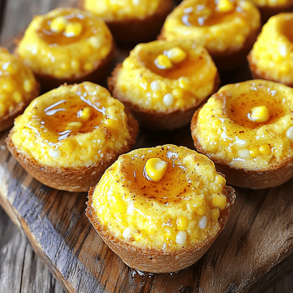 Für die Southern-Style Honey Butter Cornbread Poppers benötigst du: - 1 Tasse Maismehl - 1 Tasse Weizenmehl - 1 Esslöffel Backpulver - 1/2 Teelöffel Salz - 1 Tasse Buttermilch - 2 große Eier - 1/4 Tasse ungesalzene Butter, geschmolzen - 1/4 Tasse Honig - 1 Tasse Maiskörner (frisch, gefroren oder aus der Dose) - 1/2 Teelöffel Cayennepfeffer (optional für einen Kick) - 1/3 Tasse Schmand - 2 Esslöffel Honig (zum Beträufeln) Wenn du keine bestimmten Zutaten hast, gibt es einige Alternativen: - Maismehl: Du kannst auch Polenta oder eine glutenfreie Mischung verwenden. - Buttermilch: Mische 1 Tasse Milch mit einem Esslöffel Essig oder Zitrone. Lass es 5 Minuten stehen. - Eier: Verwende einen Esslöffel Apfelmus oder einen halben Banane als Ei-Ersatz. - Schmand: Griechischer Joghurt funktioniert gut als Ersatz. Frische Zutaten machen den Unterschied. Hier sind meine Tipps: - Maiskörner: Wähle frischen Mais, wenn möglich. Er hat den besten Geschmack. Gefrorene Körner sind auch gut, achte auf Qualität. - Eier: Frische Eier haben eine feste Struktur. Prüfe das Haltbarkeitsdatum. - Butter: Achte darauf, dass die Butter ungesalzen ist. So kannst du den Salzgehalt besser steuern. - Mehl: Wähle qualitativ hochwertiges Mehl. Es gibt einen großen Einfluss auf die Textur deines Brotes. Mit diesen Zutaten und Tipps bist du bereit, die besten Southern-Style Honey Butter Cornbread Poppers zu machen! Für das vollständige Rezept sieh dir die Full Recipe an. Heize deinen Ofen auf 200°C vor. Nimm ein Mini-Muffinblech und fette es gut ein. Du kannst Antihaft-Spray oder Butter verwenden. Dies hilft, dass die Popper nicht kleben bleiben. In einer großen Schüssel mische die trockenen Zutaten. Das sind Maismehl, Weizenmehl, Backpulver, Salz und optional Cayennepfeffer. Mische alles gut. In einer anderen Schüssel vermenge die nassen Zutaten. Das sind Buttermilch, Eier, geschmolzene Butter und Honig. Mische diese ebenfalls gut. Gieße die nassen Zutaten in die trockenen. Rühre vorsichtig, bis alles gut vermischt ist. Achte darauf, nicht zu lange zu rühren. Füge jetzt die Maiskörner und den Schmand hinzu. Mische sie sanft unter. Benutze einen Löffel oder einen Eisportionierer. Fülle jede Mini-Muffin-Tasse etwa drei Viertel voll mit dem Teig. Backe die Popper im vorgeheizten Ofen. Lass sie für 12-15 Minuten backen. Sie sind fertig, wenn die Oberseiten goldbraun sind. Ein Zahnstocher sollte sauber herauskommen. Nimm das Blech aus dem Ofen und lasse die Popper fünf Minuten abkühlen. Übertrage sie dann vorsichtig auf ein Kuchengitter. Vor dem Servieren träufle etwas Honig über die warmen Popper. Für das komplette Rezept schau dir die Full Recipe an. Ein häufiger Fehler ist das Übermischen des Teigs. Dies kann die Popper zäh machen. Mischen Sie die nassen und trockenen Zutaten nur bis alles feucht ist. Lassen Sie kleine Klumpen im Teig. Diese sorgen für luftige und zarte Popper. Achten Sie auch darauf, den Ofen nicht zu früh zu öffnen. Dies kann den Garprozess stören und Ihre Popper fallen lassen. Für die perfekte Konsistenz sollten Sie die Buttermilch gut abmessen. Sie sorgt für einen feuchten Teig. Wenn er zu trocken ist, fügen Sie etwas mehr Buttermilch hinzu. Die Mischung sollte dick, aber nicht zu fest sein. Fügen Sie die Maiskörner erst am Ende hinzu. So bleiben sie ganz und geben beim Beißen einen tollen Crunch. Möchten Sie einen kleinen Kick? Fügen Sie einen halben Teelöffel Cayennepfeffer hinzu. Diese scharfe Note passt gut zu den süßen Aromen des Honigs und der Butter. Mischen Sie den Pfeffer gut unter die trockenen Zutaten, um die Schärfe gleichmäßig zu verteilen. Sie können auch mehr oder weniger hinzufügen, je nach Ihrem Geschmack. {{image_4}} Für eine süßere Note können Sie Zutaten wie Schokoladenstückchen oder Blaubeeren hinzufügen. Diese kleinen Leckerbissen werden dann noch verlockender. Mischen Sie 1 Tasse Schokoladenstückchen oder 1 Tasse frische Blaubeeren in den Teig. Diese Variationen bringen einen fruchtigen oder schokoladigen Kick in die Popper. Sie sind perfekt für ein Frühstück oder einen Snack. Wenn Sie es herzhaft mögen, probieren Sie Käse oder Speck. Fügen Sie 1 Tasse geriebenen Käse oder 1/2 Tasse gebratenen Speckstückchen in den Teig hinzu. Diese Zutaten verleihen den Poppern mehr Geschmack und eine leckere, herzhafte Füllung. Servieren Sie sie mit einer würzigen Sauce oder einer herzhaften Dipsauce. Für eine glutenfreie Version tauschen Sie das Weizenmehl gegen glutenfreies Mehl aus. Achten Sie darauf, ein Mehl zu wählen, das gut bindet. Es gibt viele glutenfreie Mischungen, die Sie verwenden können. So können auch Menschen mit Glutenunverträglichkeit die leckeren Popper genießen. Diese Anpassung sorgt dafür, dass alle bei Ihrem nächsten Treffen mitessen können. Um das Rezept zu finden, besuchen Sie die Seite mit dem vollständigen Rezept. Um die frischen Popper richtig zu lagern, lasse sie zunächst auf Raumtemperatur abkühlen. Lege die Popper dann in einen luftdichten Behälter. Achte darauf, dass sie nicht gestapelt werden, um ihre Form zu behalten. So bleiben sie frisch und lecker. Lagere sie maximal drei Tage im Kühlschrank. Wenn du die Popper länger aufbewahren möchtest, kannst du sie einfrieren. Lege die abgekühlten Popper auf ein Backblech, ohne dass sie sich berühren. Friere sie für etwa zwei Stunden ein, bis sie fest sind. Dann kannst du sie in einen gefrierfesten Beutel umfüllen. So halten sie bis zu drei Monate. Zum Auftauen lege sie einfach in den Kühlschrank, bis sie weich sind. Um die Popper wieder aufzuwärmen, heize deinen Ofen auf 180°C (350°F) vor. Lege die Popper auf ein Backblech und backe sie für etwa 5-10 Minuten. So werden sie knusprig und warm. Du kannst auch die Mikrowelle nutzen. Erhitze sie dort für 20-30 Sekunden. Beachte, dass sie in der Mikrowelle weich werden können. Die Maisbrot-Popper sind frisch am besten. Sie halten sich etwa 2-3 Tage im Kühlschrank. Lagern Sie sie in einem luftdichten Behälter. So bleiben sie weich und lecker. Bei längerer Aufbewahrung können sie austrocknen. Einfrieren ist auch möglich. Sie halten bis zu 3 Monate im Gefrierfach. Ja, das können Sie! Bereiten Sie den Teig bis zu 24 Stunden im Voraus zu. Lagern Sie ihn im Kühlschrank in einer luftdichten Schüssel. Rühren Sie den Teig vor dem Backen gut um. Die Konsistenz könnte sich leicht ändern. Achten Sie darauf, dass alle Zutaten gut vermischt sind. Die Popper schmecken toll mit verschiedenen Dips. Probieren Sie Schmand oder Joghurt für eine frische Note. Honig ist auch eine perfekte Wahl. Er ergänzt den süßen Geschmack der Popper. Für mehr Geschmack können Sie auch eine scharfe Sauce anbieten. So haben Sie eine Mischung aus süß und scharf. In diesem Artikel haben wir die Hauptzutaten für Ihre Maisbrot-Popper betrachtet. Ich habe auch Ersatzstoffe und Tipps zur Auswahl frischer Zutaten gegeben. Die Schritt-für-Schritt-Anleitung zeigt Ihnen, wie einfach das Backen ist. Wir haben Fehler und Konsistenz besprochen, sowie verschiedene Variationen und Lagertipps. Denken Sie daran, kreativ zu sein und neue Ideen auszuprobieren. So machen Sie die Popper zu Ihrem eigenen Highlight!