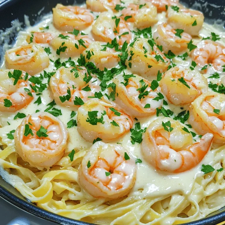 - 450 g rohe Garnelen, geschält und entdarmt - 45 g Butter - 4 Knoblauchzehen, fein gehackt - 240 ml Schlagsahne - 50 g frisch geriebener Parmesan - Salz und Pfeffer nach Geschmack - 1 Teelöffel rote Pfefferflocken (optional) - 2 Esslöffel frische Petersilie, gehackt (zum Garnieren) - Gekochte Pasta oder Reis (zum Servieren) Die Hauptzutaten sind einfach zu finden. Die Garnelen geben diesem Gericht den besten Geschmack. Verwende frische Garnelen, wenn möglich. Butter und Knoblauch sind die Basis für die aromatische Sauce. Die Schlagsahne macht das Gericht schön cremig. Parmesan fügt einen tollen Käsegeschmack hinzu. Für Gewürze sind Salz und Pfeffer wichtig. Die roten Pfefferflocken bringen einen kleinen Kick, wenn du es schärfer magst. Petersilie ist nicht nur hübsch, sie bringt auch Frische. Pasta oder Reis sind perfekte Beilagen, um die Sauce aufzusaugen. Du kannst die Zutaten nach deinem Geschmack anpassen. Probiere mehr Knoblauch oder einen anderen Käse aus. Das macht das Rezept spannend und einzigartig. Wenn du mehr über die Zubereitung erfahren möchtest, schau dir das [Full Recipe] an. Zuerst schmelzen wir die Butter in einer großen Pfanne. Erhitze die Pfanne auf mittlerer Stufe. Die Butter sollte schäumen, aber nicht braun werden. Sobald die Butter geschmolzen ist, füge den fein gehackten Knoblauch hinzu. Brate den Knoblauch für etwa 1 bis 2 Minuten an. Achte darauf, dass er nicht verbrennt, sonst wird er bitter. Jetzt kommen die Garnelen in die Pfanne. Gib sie in die heiße Butter-Knoblauch-Mischung. Koche die Garnelen für 2 bis 3 Minuten. Sie sollten rosa und durchgegart sein. Dann gieße die Schlagsahne in die Pfanne. Rühre gut um, damit sich alles vermischt. Füge den frisch geriebenen Parmesan hinzu und rühre weiter. Die Sauce sollte jetzt cremig und köstlich sein. Jetzt ist es Zeit, die Sauce abzuschmecken. Füge Salz und Pfeffer nach Geschmack hinzu. Wenn du magst, kannst du auch rote Pfefferflocken für etwas Schärfe verwenden. Lass die Sauce für 2 Minuten köcheln, damit sie leicht eindickt. Nimm die Pfanne vom Herd und garniere die Garnelen mit frischer, gehackter Petersilie. Serviere die cremigen Knoblauch-Garnelen über gekochtem Pasta oder Reis für eine einfache, aber leckere Mahlzeit. Für das vollständige Rezept, schau dir die vollständige Anleitung an. - Garzeit beachten: Garen Sie die Garnelen zwei bis drei Minuten. Sie sind fertig, wenn sie rosa und fest sind. - Frische Garnelen auswählen: Achten Sie auf frische Garnelen. Sie sollten einen leichten Meeresgeruch haben und glänzend aussehen. - Alternative Käse verwenden: Parmesan ist toll, aber Sie können auch andere Käsesorten ausprobieren. Probieren Sie Mozzarella oder Pecorino für unterschiedliche Geschmäcker. - Kräuter hinzufügen: Frische Kräuter wie Basilikum oder Thymian geben der Sauce mehr Aroma. Fügen Sie die Kräuter am Ende hinzu, um den Geschmack zu erhalten. - Zutaten im Voraus bereitstellen: Messen Sie alles vorher ab. So sparen Sie Zeit beim Kochen und haben weniger Stress. - Tipp für eine schnelle Zubereitung: Verwenden Sie vorgekochte Garnelen. Sie sind schnell fertig, wenn Sie sie nur kurz erhitzen. Für das vollständige Rezept schauen Sie sich die Anleitung zu Einfache Cremige Knoblauch-Garnelen an. {{image_4}} Wenn du eine vegetarische Variante machen möchtest, kannst du Gemüse anstelle von Garnelen verwenden. Brokkoli, Zucchini und Paprika sind tolle Optionen. Schneide das Gemüse klein und brate es in der Butter an. Achte darauf, dass es zart, aber noch knackig bleibt. Das Gemüse nimmt die Aromen des Knoblauchs gut auf und macht das Gericht leicht und frisch. Für die scharfen Liebhaber kannst du zusätzliche Gewürze hinzufügen. Rote Pfefferflocken sind eine gute Wahl. Füge sie einfach beim Würzen der Sauce hinzu. Du kannst auch frische Chilis für mehr Hitze verwenden. Diese kleinen Anpassungen geben dem Gericht eine aufregende Note und machen es noch geschmackvoller. Um dem Gericht eine mediterrane Note zu verleihen, kannst du Zutaten wie Oliven oder Tomaten einfügen. Füge schwarze Oliven direkt nach dem Knoblauch hinzu, um ihnen Zeit zu geben, ihr Aroma abzugeben. Cherry-Tomaten, halbiert und kurz in der Pfanne gegart, bringen Frische und einen schönen Farbkontrast. Diese Zutaten machen das Gericht noch bunter und schmackhafter. Für die genauen Schritte und die Zubereitung schau dir das Full Recipe an. Wenn du nach dem Essen Reste hast, lagere sie im Kühlschrank. Packe die Garnelen in einen luftdichten Behälter. So bleiben sie frisch. Du kannst die Reste bis zu drei Tage aufbewahren. Vor dem Essen einfach aufwärmen. Falls du mehr Reste hast, kannst du die Sauce einfrieren. Lass die Garnelen zuerst auf Zimmertemperatur abkühlen. Fülle die Sauce in einen gefrierfesten Behälter. Achte darauf, etwas Platz zu lassen, da die Sauce beim Gefrieren etwas expandiert. Die Sauce hält sich bis zu drei Monate im Gefrierfach. Um die Garnelen wieder aufzuwärmen, benutze eine Pfanne. Erhitze sie bei mittlerer Hitze. Füge einen Schuss Wasser oder Brühe hinzu, um die Sauce nicht zu trocken werden zu lassen. Rühre gut um, bis alles heiß ist. So bleibt der Geschmack frisch und die Konsistenz cremig. Garnelen sind frisch am besten. Im Kühlschrank halten sie sich 1 bis 2 Tage. Sie sollten in einem luftdichten Behälter sein. Wenn du sie einfrierst, halten sie bis zu 6 Monate. Achte darauf, sie gut zu verpacken, damit sie nicht gefrieren. Ja, gefrorene Garnelen sind eine gute Wahl. Achte darauf, sie vorher aufzutauen. Du kannst sie über Nacht im Kühlschrank lassen oder sie in kaltem Wasser auftauen. Verwende gefrorene Garnelen in diesem Rezept genau wie frische. Das Kochen dauert meist etwas länger, also achte darauf, dass sie rosa und fest sind. Um die Sauce dicker zu machen, kannst du ein paar einfache Tipps ausprobieren. Du kannst mehr Parmesan hinzufügen, um die Konsistenz zu verbessern. Eine andere Möglichkeit ist, etwas Mehl oder Maisstärke zu verwenden. Mische einen Esslöffel mit Wasser und gebe es in die Sauce. Lass die Sauce dann einige Minuten köcheln, bis sie dicker wird. Die Zubereitung von Garnelen kann einfach und lecker sein. Wir haben die Hauptzutaten, Schritt-für-Schritt-Anleitungen und nützliche Tipps besprochen. Es ist wichtig, frische Garnelen auszuwählen und die Garzeit zu beachten. Variationen eröffnen neue Geschmacksrichtungen und machen das Gericht spannend. Resteverwendung ist einfach, sei es durch Lagern oder Einfrieren. Diese Ideen helfen, das Beste aus Ihren Garnelen zu machen. Jetzt liegt es an dir, dein eigenes Gericht zu kreieren. Viel Spaß beim Kochen!