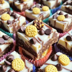 Für Milch und Kekse Fudge benötigst du folgende Hauptzutaten: - 1 Tasse Milchschokolade-Chips - 1 Tasse weiße Schokolade-Chips - 1 Dose (400 g) gesüßte Kondensmilch - 1 Tasse zerkrümelte Schokoladen-Sandwichkekse (wie Oreos) - 1 Teelöffel Vanilleextrakt - Eine Prise Salz Diese Zutaten sind wichtig, um die süße und cremige Textur zu erreichen. Die Mischung aus Milchschokolade und weißer Schokolade sorgt für ein reichhaltiges Aroma. Wenn du Lust auf etwas Abwechslung hast, kannst du folgende zusätzliche Zutaten hinzufügen: - 1/2 Tasse Mini-Schokoladen-Chips (für das Topping) - Nüsse oder Trockenfrüchte für mehr Textur Diese Zutaten geben dem Fudge einen anderen Geschmack. Nüsse fügen Crunch hinzu, während Trockenfrüchte eine fruchtige Note bringen. Wähle frische und hochwertige Zutaten. Die Schokolade sollte gut schmelzen und einen vollen Geschmack haben. Achte darauf, gesüßte Kondensmilch zu verwenden, die cremig und dickflüssig ist. Bei den Keksen sind bekannte Marken wie Oreos ideal. Sie geben dem Fudge eine tolle Keksbasis. Wenn du die besten Zutaten verwendest, schmeckt das Fudge noch besser. Denke daran, deine Kekse gut zu zerkrümeln. So verteilen sie sich gleichmäßig im Fudge. Für das perfekte Ergebnis, folge dem [Full Recipe]. Zu Beginn benötigst du eine quadratische Backform. Nimm eine Form von 20x20 cm. Lege sie mit Backpapier aus. Lass dabei einen Rand überstehen. So kannst du das Fudge später leicht herausnehmen. Stelle einen mittelgroßen Kochtopf auf den Herd. Die Hitze sollte niedrig sein. Gib die Milchschokolade-Chips, die weißen Schokolade-Chips und die gesüßte Kondensmilch in den Topf. Rühre ständig um, bis alles geschmolzen ist. Die Mischung soll glatt sein. Nimm dann den Topf vom Herd. Füge den Vanilleextrakt und eine Prise Salz hinzu. Rühre alles gut um. Nun kommen die zerkrümelten Kekse dazu. Füge sie vorsichtig in die Mischung. Falte sie gleichmäßig unter, damit sie gut verteilt sind. Gieße die Mischung in die vorbereitete Backform. Verteile sie gleichmäßig mit einem Spatel. Streue die Mini-Schokoladen-Chips gleichmäßig über die Oberfläche. Drücke sie leicht hinein. Stelle das Fudge für mindestens 3 Stunden in den Kühlschrank. Es muss fest werden. Wenn es fest ist, hebe das Fudge mithilfe des Backpapiers aus der Form. Schneide es in quadratische oder rechteckige Stücke. Du kannst das Fudge nun servieren. Es sieht toll aus und schmeckt lecker! Das komplette Rezept findest du in der [Full Recipe]. Vermeide es, die Schokolade zu schnell oder bei zu hoher Hitze zu schmelzen. Das kann die Schokolade verbrennen. Rühre langsam und bleibe geduldig. Achte darauf, die Kekse gleichmäßig unter die Mischung zu falten. Wenn du sie zu fest umrührst, zerfallen sie. Um das Fudge besonders cremig zu machen, achte auf die Qualität der Schokolade. Verwende gute Milchschokolade und weiße Schokolade. Füge eine kleine Prise Salz hinzu. Es verstärkt den Geschmack und macht das Fudge reichhaltiger. Eine zusätzliche Portion gesüßte Kondensmilch kann auch helfen. Präsentiere dein Fudge in kleinen, hübschen Förmchen. Das macht es noch ansprechender. Du kannst jedes Stück mit einem kleinen Keks dekorieren. Das sieht toll aus und schmeckt auch gut. Stelle das Fudge auf einem schönen Teller aus, um es besonders zu präsentieren. Die Gäste werden begeistert sein! {{image_4}} Du kannst viele Kekse verwenden, um dein Fudge zu ändern. Statt Schokoladen-Sandwichkeksen kannst du auch andere Kekse nutzen. Zum Beispiel, Vanillekekse oder Karamellkekse. Diese Kekse bringen neue Aromen in dein Fudge. Es wird spannend, verschiedene Kombinationen auszuprobieren. Nüsse oder Trockenfrüchte sind tolle Ergänzungen. Mandeln oder Walnüsse geben einen knackigen Biss. Trockenfrüchte wie Cranberries oder Aprikosen fügen Süße hinzu. Achte darauf, sie klein zu schneiden, damit sie gut im Fudge verteilt sind. Diese Zusätze machen dein Fudge noch interessanter und gesünder. Wenn du Schokolade nicht magst, gibt es Alternativen. Du kannst weiße Schokolade oder sogar Karamell verwenden. Karamell-Fudge ist süß und cremig. Es ist eine tolle Wahl, wenn du etwas anderes willst. Du kannst auch Erdnussbutter hinzufügen, um einen nussigen Geschmack zu bekommen. Jede dieser Alternativen bietet dir eine neue Fudge-Erfahrung. Für das vollständige Rezept, schau dir das Rezept "Milch und Kekse Fudge" an. Bewahre dein Milch und Kekse Fudge in einem luftdichten Behälter auf. Ein Kühlschrank ist der beste Ort. So bleibt das Fudge frisch und lecker. Achte darauf, den Behälter gut zu verschließen. Das verhindert, dass das Fudge austrocknet oder Gerüche aufnimmt. Das Fudge hält sich im Kühlschrank bis zu zwei Wochen. Wenn du es länger aufbewahren möchtest, kannst du es einfrieren. Das Fudge bleibt bis zu drei Monate im Gefrierfach frisch. Vergiss nicht, es gut einzupacken, um Gefrierbrand zu vermeiden. Um das Fudge aufzutauen, nimm es einfach aus dem Gefrierschrank. Lass es bei Raumtemperatur stehen, bis es weich ist. Dies dauert etwa eine Stunde. Du kannst das Fudge auch im Kühlschrank auftauen. So bleibt die Textur schön. Vermeide es, das Fudge in der Mikrowelle aufzutauen. Dadurch könnte es schmelzen oder ungleichmäßig warm werden. Das Fudge braucht mindestens 3 Stunden im Kühlschrank, um fest zu werden. Manchmal dauert es auch länger, besonders wenn es sehr warm ist. Ich empfehle, es über Nacht stehen zu lassen, wenn du Geduld hast. So wird es perfekt fest und leicht zu schneiden. Ja, du kannst das Rezept ganz nach deinem Geschmack anpassen. Probiere verschiedene Kekse wie Butterkekse oder sogar Lebkuchen. Du kannst auch Nüsse oder Trockenfrüchte hinzufügen. Wenn du keine weißen Schokolade-Chips magst, verwende mehr Milchschokolade. Das ist das Tolle am Fudge: Es ist vielseitig und macht Spaß! Zu Milch und Kekse Fudge passt ein Glas kalte Milch perfekt. Die Kombination aus süßem Fudge und der Frische der Milch ist einfach himmlisch. Du kannst auch einen warmen Kakao oder einen Kaffee servieren, wenn du etwas Herzerwärmendes möchtest. Diese Getränke machen das Fudge noch köstlicher und runden das Erlebnis ab. Fudge aus Milch und Keksen ist einfach und lecker. Wir haben die besten Zutaten, die Zubereitung und Tipps besprochen. Vergiss nicht, häufige Fehler zu vermeiden. Denk daran, deine Variationen zu erkunden. Der richtige Platz zur Aufbewahrung sorgt für frischen Geschmack. Lagere Fudge richtig, damit es lange hält. Probiere verschiedene Begleitgetränke aus, um das Erlebnis zu verbessern. Am Ende wirst du mit leckerem Fudge für alle glänzen.