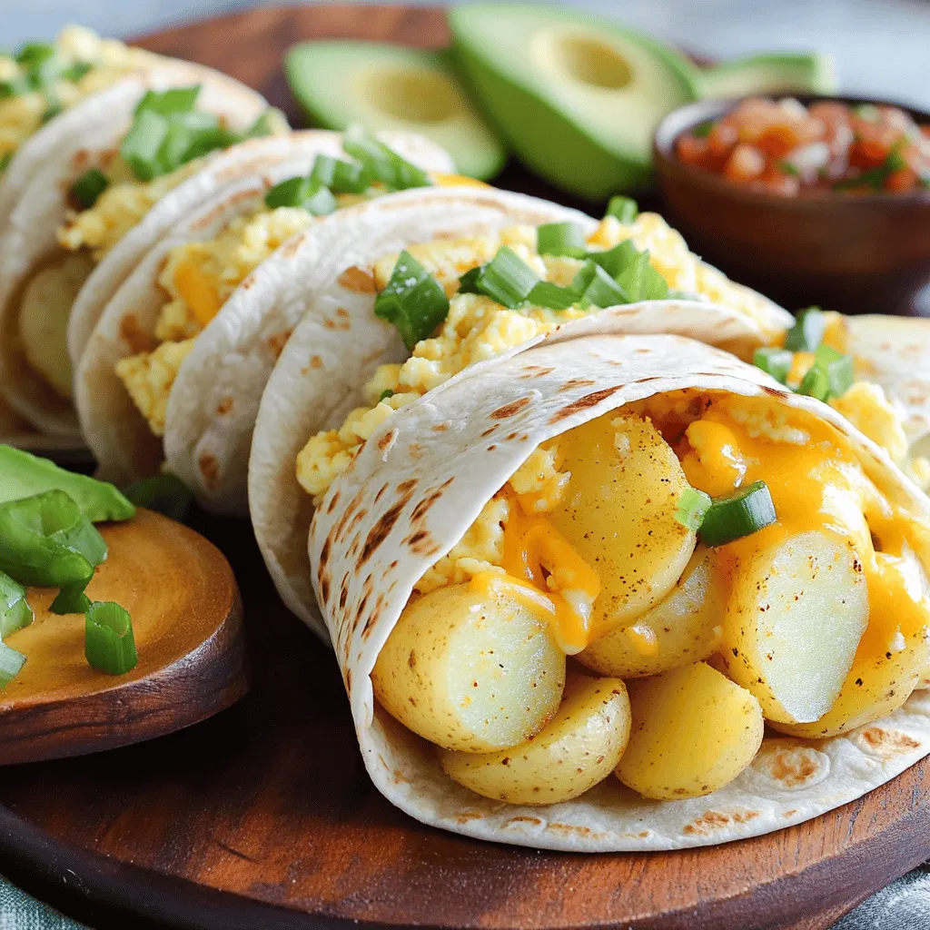 - 2 große Russet-Kartoffeln, geschält und gewürfelt - 4 große Eier - 1/2 Tasse geriebener Cheddar-Käse - 4 große Weizentortillas Die Hauptzutaten bilden die Basis für deine Frühstücks-Burritos. Kartoffeln geben eine gute Textur und sättigen gut. Wähle frische, große Russet-Kartoffeln für den besten Geschmack. Eier machen die Füllung cremig und fluffig. Der Cheddar-Käse fügt Würze hinzu und schmilzt wunderbar. Tortillas sind wichtig, um alles zusammenzuhalten und machen das Essen einfach und lecker. - 1/2 Teelöffel Knoblauchpulver - 1/2 Teelöffel Paprika - 1/2 Tasse Salsa (optional zum Servieren) - 1 Avocado, in Scheiben (optional zum Servieren) Gewürze bringen Geschmack in deine Burritos. Knoblauchpulver und Paprika fügen Tiefe hinzu. Du kannst auch andere Gewürze wie Kreuzkümmel probieren. Salsa und Avocado sind tolle Beilagen. Salsa bringt Frische und Schärfe. Avocado sorgt für Cremigkeit und eine schöne Farbe. Diese Zutaten machen das Gericht lebendiger und interessanter. Du kannst sie leicht anpassen, um deinen eigenen Geschmack zu treffen. Für das vollständige Rezept schaue dir die Anleitung zu Frühstücks-Burritos mit Kartoffeln und Eiern an. Erhitze in einer großen Pfanne zwei Esslöffel Olivenöl bei mittlerer Hitze. Wenn das Öl heiß ist, füge die gewürfelten Kartoffeln hinzu. Würze die Kartoffeln mit Salz, Pfeffer, Knoblauchpulver und Paprika. Brate die Kartoffeln, bis sie goldbraun und gabelzart sind. Das dauert etwa 10 bis 15 Minuten. Rühre gelegentlich um, damit sie gleichmäßig braten. Wenn die Kartoffeln fertig sind, nimm die Pfanne vom Herd und stelle sie beiseite. Schlage vier große Eier in einer Schüssel auf. Füge eine Prise Salz und Pfeffer hinzu. In der gleichen Pfanne, oder einer neuen, reduziere die Hitze auf mittlere bis niedrige Stufe. Gieße die Eier in die Pfanne. Rühre sanft um, bis die Eier weich und fluffig sind. Das dauert nur etwa 2 bis 3 Minuten. Wenn die Eier fertig sind, nimm die Pfanne vom Herd. Füge die gebratenen Kartoffeln und die gehackten Frühlingszwiebeln zu den Eiern in der Pfanne hinzu. Vermische alles gut, bis die Zutaten gleichmäßig verteilt sind. Bestreue die Mischung mit geriebenem Cheddar-Käse und lasse ihn leicht schmelzen. Erwärme die Weizentortillas in einer trockenen Pfanne oder Mikrowelle, bis sie geschmeidig sind. Lege eine Tortilla auf eine saubere Fläche. Gib eine großzügige Menge der Kartoffel- und Eimischung in die Mitte. Klappe die Seiten der Tortilla ein und rolle sie dann von unten auf. So erhältst du einen schön geformten Burrito. Für das vollständige Rezept schaue dir den Abschnitt Frühstücks-Burritos mit Kartoffeln und Eiern an. Um die besten Burritos zu machen, achte auf die Kartoffeln. Du solltest die Kartoffeln zuerst gut kochen. Erhitze das Olivenöl in einer großen Pfanne. Füge dann die gewürfelten Kartoffeln hinzu. Brate sie für etwa 10 bis 15 Minuten. Rühre dabei oft um. Die Kartoffeln sollten goldbraun und zart sein. So bekommst du eine schöne Textur. Die Eier sind auch wichtig. Schlage die Eier in einer Schüssel auf. Füge eine Prise Salz und Pfeffer hinzu. Reduziere die Hitze und gieße die Eier in die Pfanne. Rühre sanft, damit die Eier fluffig bleiben. Überkoche die Eier nicht. So bleiben sie weich und lecker. Die Präsentation macht viel aus. Arrangiere die Burritos auf einem großen Teller. Garnieren mit frischem Koriander sieht toll aus. Das gibt Farbe und Geschmack. Du kannst auch Salsa und Avocado dazu legen. Diese Beilagen sorgen für eine frische Note. Wenn du die Burritos servierst, schneide sie in der Mitte durch. So sieht es ansprechend aus. Die Gäste können die Füllung besser sehen. Das macht die Burritos einladend und appetitlich. Für weitere Details schaue dir das vollständige Rezept an. {{image_4}} Du kannst deine Frühstücks-Burritos mit vielen leckeren Zutaten anpassen. Eine gute Idee ist es, Gemüse hinzuzufügen. Paprika und Spinat passen gut zu den Kartoffeln und Eiern. Sie bringen Farbe und zusätzlichen Geschmack. Wenn du mehr Protein möchtest, denke über Fleischoptionen nach. Wurst oder Speck machen die Burritos herzhaft und sättigend. Brate das Fleisch einfach vor den Kartoffeln an. So zieht der Geschmack in die Füllung. Die Wahl der Tortilla kann die gesamte Mahlzeit verändern. Vollkorn-Tortillas sind eine gesunde Option. Sie geben jedem Bissen einen nussigen Geschmack. Wenn du glutenfrei essen möchtest, gibt es auch glutenfreie Tortillas. Diese sind in vielen Geschäften erhältlich. Die Größe der Tortillas ist ebenfalls wichtig. Verwende große Tortillas für dicke Burritos. Kleinere Tortillas sind ideal für einen Snack oder eine kleine Portion. Für das [Full Recipe] schau dir die Anleitung für die perfekten Burritos an. Um die frisch zubereiteten Frühstücks-Burritos mit Kartoffeln und Eiern gut zu lagern, solltest du sie zuerst abkühlen lassen. Wickel die Burritos dann in Frischhaltefolie oder lege sie in einen luftdichten Behälter. So bleiben sie frisch. Im Kühlschrank halten sie sich bis zu drei Tage. Wenn du sie länger aufbewahren möchtest, kannst du sie auch einfrieren. Lege die Burritos in einen gefrierfesten Beutel. So bleiben sie bis zu einem Monat haltbar. Wenn es Zeit ist, die Burritos zu genießen, gibt es verschiedene Möglichkeiten, sie aufzuwärmen. - Mikrowelle: Wickel einen Burrito in ein feuchtes Papiertuch. Stelle die Mikrowelle auf mittlere Hitze und erhitze ihn für 1-2 Minuten. - Pfanne: Erhitze eine Pfanne bei mittlerer Hitze. Lege den Burrito in die Pfanne und erhitze ihn für 3-4 Minuten. Wende ihn einmal, damit er gleichmäßig warm wird. Mit diesen einfachen Methoden bleiben die Burritos lecker und frisch. Wenn du mehr über die Zubereitung erfahren möchtest, schaue dir das vollständige Rezept an. Um die Burritos noch schmackhafter zu machen, füge zusätzliche Gewürze hinzu. Du kannst Kreuzkümmel oder Chili für einen scharfen Kick verwenden. Auch frische Kräuter wie Koriander oder Petersilie bringen frischen Geschmack. Wenn du gerne experimentierst, probiere auch verschiedene Käsesorten. Ziegenkäse oder Feta geben eine neue Note. Diese kleinen Änderungen machen einen großen Unterschied. Ja, du kannst die Burritos im Voraus vorbereiten. Koche die Füllung und lasse sie abkühlen. Wickele die Burritos eng in Folie. So bleiben sie frisch. Lagere sie im Kühlschrank für bis zu drei Tage. Wenn du sie essen möchtest, erwärme sie in der Mikrowelle oder Pfanne. So hast du schnell ein köstliches Frühstück. Zu Frühstücks-Burritos passen viele leckere Beilagen. Ein frischer Obstsalat bringt Farbe und Süße. Auch Joghurt mit Honig ist eine gute Wahl. Für Getränke sind frisch gepresster Orangensaft oder ein starker Kaffee ideal. Wenn du es schärfer magst, serviere die Burritos mit Salsa oder scharfer Sauce. Du findest das vollständige Rezept hier: Frühstücks-Burritos mit Kartoffeln und Eiern 🥔. Zusammenfassend haben wir die Hauptzutaten für leckere Frühstücks-Burritos besprochen. Kartoffeln, Eier, Käse und Tortillas sind der Schlüssel. Wir schauten auf die Schritte, um sie perfekt zuzubereiten. Tipps helfen dabei, die Burritos ansprechend zu präsentieren. Variationen bieten neue Geschmäcker, und gute Aufbewahrung sorgt für frische Reste. Denke daran, deine Burritos nach Wunsch zu würzen und sie im Voraus vorzubereiten. Probiere das Rezept aus! Es macht Spaß, etwas Eigenes zu kreieren.