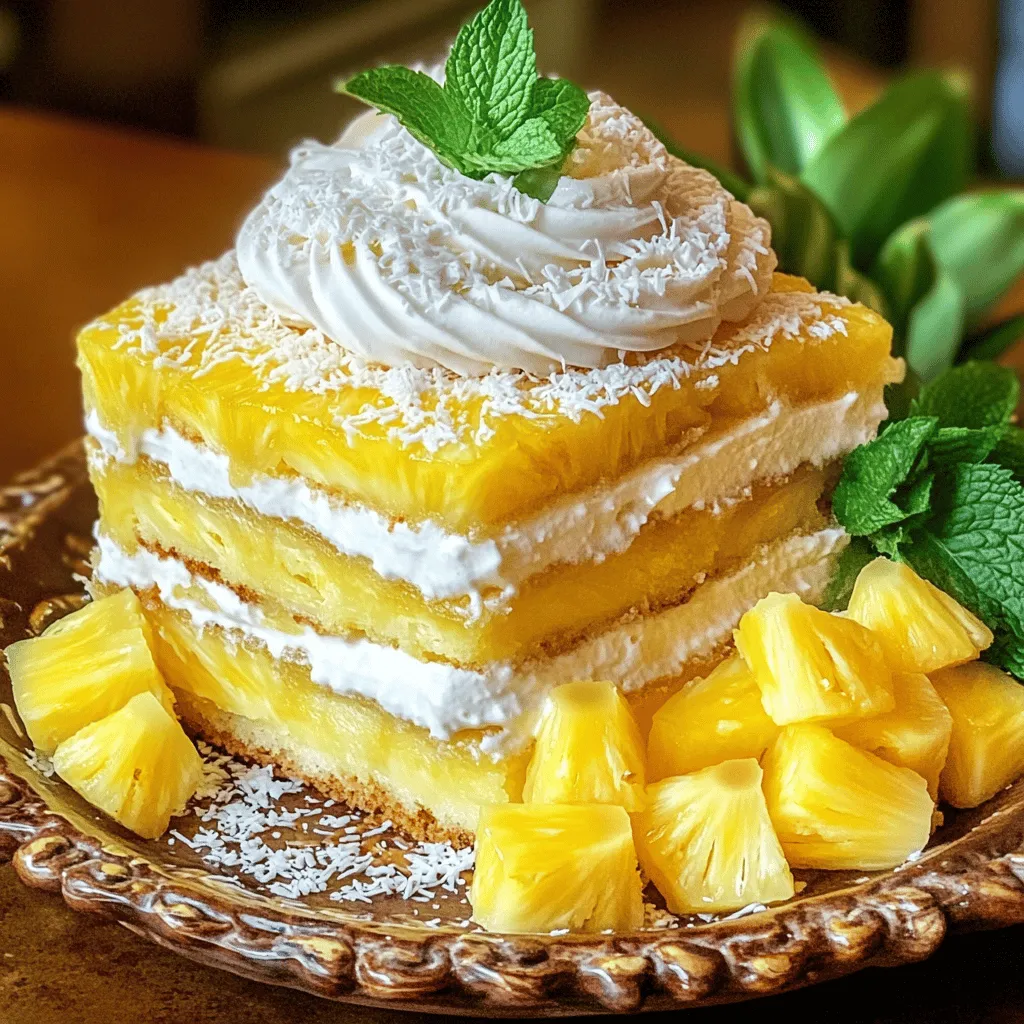 Für den Ananashimmel-Kuchen brauchen Sie einige wichtige Zutaten. Diese sind: - 2 Tassen Allzweckmehl - 1 ½ Tassen Kristallzucker - 1 Tasse ungesüßte, abgetropfte Ananasstückchen - ½ Tasse ungesalzene Butter, weich - 4 große Eier - 1 Teelöffel Vanilleextrakt - ½ Tasse Kokosmilch Diese Zutaten bilden die Basis für den köstlichen Geschmack. Die Ananas macht den Kuchen frisch und saftig. Die Kokosmilch bringt einen tropischen Flair. Ich füge einige zusätzliche Zutaten hinzu, um den Kuchen noch besser zu machen. Dazu gehören: - 1 Teelöffel Backpulver: Dies hilft dem Kuchen, schön aufzugehen. - 1 Teelöffel Natron: Es macht den Kuchen fluffig und leicht. - ½ Teelöffel Salz: Salz hebt den Geschmack aller Zutaten hervor. - 1 Tasse geraspelte, gesüßte Kokosnuss: Diese gibt Textur und süßen Geschmack. - 1 Tasse gehackte Walnüsse (optional): Sie fügen einen knusprigen Biss hinzu. - Schlagsahne zum Garnieren: Diese macht den Kuchen noch verlockender. Diese Zutaten helfen, den Geschmack und die Struktur des Kuchens zu verbessern. Ich empfehle, hochwertige Zutaten zu verwenden. Hier sind einige Marken, die ich mag: - Mehl: King Arthur oder Bob's Red Mill – beide bieten gutes Allzweckmehl. - Zucker: Domino oder C&H – sie sind zuverlässig und gut. - Kokosmilch: Aroy-D oder Chaokoh – diese Marken haben einen tollen Geschmack. - Butter: Kerrygold oder Land O'Lakes – sie haben einen reichen, cremigen Geschmack. Mit diesen Marken können Sie sicher sein, dass Ihr Ananashimmel-Kuchen lecker wird. Für das vollständige Rezept, schauen Sie sich die Anleitung an. Zuerst heizen Sie Ihren Ofen auf 175°C vor. Wählen Sie eine 23x33 cm große Backform. Fetten Sie die Form gut mit Butter ein. Bestäuben Sie sie leicht mit Mehl, damit der Kuchen nicht kleben bleibt. In einer großen Schüssel schlage ich die weiche Butter mit dem Kristallzucker. Ich benutze einen Handmixer, um die Mischung leicht und luftig zu machen. Dann füge ich die Eier einzeln hinzu. Nach jedem Ei rühre ich gut um. Danach kommt der Vanilleextrakt und die Kokosmilch dazu. Diese Mischung muss gut vermischt sein. In einer anderen Schüssel mische ich das Mehl, Backpulver, Natron und Salz. Ich gebe die trockenen Zutaten durch ein Sieb, um Klumpen zu vermeiden. Dann mische ich die trockenen Zutaten vorsichtig in die feuchte Mischung. Achten Sie darauf, nicht zu lange zu rühren. Zu viel rühren macht den Kuchen hart. Jetzt hebe ich die abgetropften Ananasstückchen, die geraspelte Kokosnuss und die Walnüsse unter. Ich möchte, dass alles gleichmäßig verteilt ist. Dann gieße ich den Teig in die vorbereitete Backform. Ich glätte die Oberseite mit einem Spatel. Ich backe den Kuchen im vorgeheizten Ofen für 30 bis 35 Minuten. Um zu testen, ob er fertig ist, steche ich mit einem Zahnstocher in die Mitte. Wenn er sauber herauskommt, ist der Kuchen fertig. Nach dem Backen lasse ich den Kuchen 10 Minuten in der Form abkühlen. Dann nehme ich ihn vorsichtig aus der Form und lege ihn auf ein Kuchengitter. Dort lasse ich ihn vollständig auskühlen. Sobald er kalt ist, kann ich ihn mit Schlagsahne garnieren. Ich streue auch gerne etwas geraspelte Kokosnuss darüber, um das Aussehen zu verbessern. Für die vollständige Anleitung kann ich die [Full Recipe] empfehlen. Um Fehler beim Backen zu vermeiden, achte auf die genauen Maße. Verwende immer einen Messbecher für trockene und flüssige Zutaten. Mische die trockenen Zutaten gut, bevor du sie hinzufügst. So verteilt sich das Backpulver gleichmäßig. Eine häufige Falle ist das Übermixen des Teigs. Rühre nur, bis alles vermischt ist. Das sorgt für einen lockeren Kuchen. Um einen lockeren Ananashimmel-Kuchen zu backen, heize den Ofen immer gut vor. Die richtige Temperatur ist wichtig. Verwende frische Eier und weiche Butter. Diese Zutaten geben dem Kuchen die nötige Luftigkeit. Schlage die Butter und den Zucker gut auf, bis die Mischung hell und cremig ist. Dies ist der Schlüssel zu einem luftigen Kuchen. Die Dekoration macht den Kuchen besonders. Garniere ihn mit Schlagsahne und streue geraspelte Kokosnuss darüber. Frische Minzblätter und ein paar Ananasstückchen geben einen tollen Akzent. Du kannst auch essbare Blumen verwenden. Diese machen den Kuchen noch schöner. Für einen zusätzlichen Crunch füge einige gehackte Walnüsse oben drauf. So wird der Ananashimmel-Kuchen nicht nur lecker, sondern auch ein echter Hingucker. {{image_4}} Für eine glutenfreie Version des Ananashimmel-Kuchens können Sie das Allzweckmehl ersetzen. Verwenden Sie eine glutenfreie Mehlmischung, die 1:1 austauschbar ist. Diese Mehlmischungen enthalten oft Reis- oder Mandelmehl. Das gibt dem Kuchen eine tolle Textur und bleibt luftig. Um den Ananashimmel-Kuchen vegan zu machen, ersetzen Sie die Eier. Sie können Apfelmus oder zerdrückte Bananen verwenden. Ein Viertel Tasse Apfelmus ersetzt ein Ei gut. Anstelle von Butter, nutzen Sie vegane Margarine. Auch die Kokosmilch bleibt in dieser Version gleich, was dem Kuchen seinen besonderen Geschmack gibt. Möchten Sie den Kuchen etwas anders gestalten? Fügen Sie verschiedene Früchte hinzu. Mango oder Papaya passen wunderbar zu Ananas. Diese Früchte bringen neue Aromen in den Kuchen. Auch Nüsse können die Textur verändern. Mandeln oder Pecannüsse sind großartige Alternativen. Sie verleihen Crunch und Geschmack. Denken Sie daran, dass jede Variation neue Möglichkeiten bietet. Experimentieren Sie mit verschiedenen Zutaten, um Ihren perfekten Ananashimmel-Kuchen zu finden. Für das vollständige Rezept schauen Sie bitte in den Abschnitt "Full Recipe". Um den Ananashimmel-Kuchen frisch zu halten, ist die richtige Lagerung wichtig. Lagern Sie den Kuchen am besten in einem luftdichten Behälter. So bleibt er feucht und lecker. Wenn Sie keinen Behälter haben, wickeln Sie den Kuchen in Frischhaltefolie. Stellen Sie ihn an einen kühlen, trockenen Ort. Vermeiden Sie direkte Sonneneinstrahlung. In der Küche ist ein Schrank meist ideal. Um die Frische des Kuchens zu verlängern, achten Sie auf die Zutaten. Hochwertige Zutaten wie frische Ananas und gute Butter tragen dazu bei, dass der Kuchen länger hält. Wenn der Kuchen nach ein paar Tagen trocken wird, können Sie etwas Schlagsahne darauf geben. Diese hält den Kuchen saftig. Ein weiterer Tipp ist, den Kuchen nicht zu lange offen stehen zu lassen. Jedes Mal, wenn Sie ihn schneiden, wird er Luft ausgesetzt. Einfrieren ist eine großartige Möglichkeit, um den Ananashimmel-Kuchen länger zu bewahren. Lassen Sie den Kuchen zuerst vollständig abkühlen. Schneiden Sie ihn dann in Stücke. Wickeln Sie jedes Stück in Frischhaltefolie ein und legen Sie sie in einen gefrierfesten Behälter. So bleibt der Geschmack erhalten. Zum Auftauen legen Sie die Stücke einfach in den Kühlschrank. Lassen Sie sie dort für mehrere Stunden oder über Nacht. So bleiben sie saftig und lecker. Der Ananashimmel-Kuchen bleibt frisch für etwa 3 bis 5 Tage. Lagern Sie ihn in einem luftdichten Behälter. So bleibt der Kuchen feucht und lecker. Wenn Sie ihn länger aufbewahren möchten, können Sie ihn einfrieren. Im Gefrierfach hält er sich bis zu 3 Monate. Lassen Sie ihn einfach im Kühlschrank auftauen. Ja, Sie können frische Ananas verwenden! Schneiden Sie die Ananas in kleine Stücke. Achten Sie darauf, die Ananas gut abzutropfen, um den Teig nicht zu wässrig zu machen. Frische Ananas gibt dem Kuchen einen tollen Geschmack. Sie können auch die Süße anpassen, indem Sie etwas mehr Zucker hinzufügen, falls nötig. Die besten Beilagen sind Schlagsahne oder Vanilleeis. Beides ergänzt den süßen Geschmack des Kuchens. Frische Früchte wie Beeren oder extra Ananasstücke passen auch gut dazu. Ein Minzblatt als Dekoration macht das Dessert noch schöner. All diese Beilagen machen Ihren Kuchen zu einem echten Hit! Der Ananashimmel-Kuchen ist ein einfacher, leckerer Genuss. Wir haben die Hauptzutaten und deren Funktionen besprochen. Außerdem gab es Tipps zur Zubereitung, Backtechniken und Dekorationen. Variationen für glutenfreie und vegane Optionen ermöglichen viele Anpassungen. Richtiges Lagern hilft, die Frische zu bewahren. Erinnern Sie sich an die FAQs zur Haltbarkeit und Beilagen. Backen macht Spaß und der Ananashimmel-Kuchen ist immer ein Hit! Probieren Sie es aus und genießen Sie jede Biss!