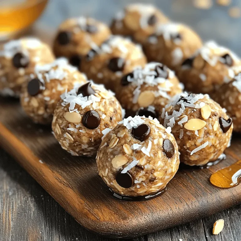 Um die leckeren Almond Joy Energiebällchen zu machen, brauchst du einige einfache Zutaten. Hier ist die Liste: - 1 Tasse Haferflocken - ½ Tasse Mandelbutter - ¼ Tasse Honig oder Ahornsirup - ½ Tasse ungesüßte, geraspelte Kokosnuss - ¼ Tasse gehackte Mandeln - ¼ Tasse Zartbitterschokoladenstückchen (vegan, wenn gewünscht) - 1 Teelöffel Vanilleextrakt - Eine Prise Salz Wenn du spezielle Diäten hast, gibt es tolle Alternativen für die Zutaten. Verwende zum Beispiel: - Anstelle von Honig kannst du Agavendicksaft nutzen, um vegan zu bleiben. - Für Nüsse kannst du Sonnenblumenkernbutter anstelle von Mandelbutter verwenden. - Du kannst auch glutenfreie Haferflocken wählen. Achte darauf, dass sie als glutenfrei gekennzeichnet sind. Diese Alternativen machen die Energiebällchen für viele Menschen zugänglich und schmackhaft. Die Zutaten bieten viele gesunde Nährstoffe. Hier einige Highlights: - Haferflocken: Sie sind reich an Ballaststoffen. Sie helfen dir, lange satt zu bleiben. - Mandelbutter: Diese enthält gesunde Fette und Eiweiß, die gut für das Herz sind. - Kokosnuss: Sie liefert gesunde Fette und einen tollen Geschmack. - Zartbitterschokolade: Diese hat Antioxidantien und einen köstlichen Geschmack. Jede Zutat trägt zu einem nahrhaften Snack bei, der dir viel Energie gibt. Zuerst sammeln Sie alle Zutaten. Sie brauchen: - 1 Tasse Haferflocken - ½ Tasse Mandelbutter - ¼ Tasse Honig oder Ahornsirup - ½ Tasse ungesüßte, geraspelte Kokosnuss - ¼ Tasse gehackte Mandeln - ¼ Tasse Zartbitterschokoladenstückchen - 1 Teelöffel Vanilleextrakt - Eine Prise Salz Stellen Sie sicher, dass alles bereit ist. Messen Sie alles genau ab. Nehmen Sie eine große Schüssel. Geben Sie die Haferflocken, Mandelbutter und Honig oder Ahornsirup hinein. Vermischen Sie alles gut. Die Masse sollte gleichmäßig aussehen. Fügen Sie dann die geraspelte Kokosnuss, gehackte Mandeln, Zartbitterschokoladenstückchen, Vanilleextrakt und die Prise Salz hinzu. Rühren Sie kräftig um. Es ist wichtig, dass alles gut vermischt ist. Jetzt formen Sie kleine Bällchen. Nehmen Sie etwas von der Mischung in die Hand. Rollen Sie es zu einer Kugel von etwa 2,5 cm. Legen Sie die Bällchen auf ein Backblech mit Backpapier. Wenn Sie alle Bällchen geformt haben, stellen Sie das Blech in den Kühlschrank. Lassen Sie die Bällchen mindestens 30 Minuten ruhen. So werden sie fest und lecker. Diese Energiebällchen sind perfekt als Snack oder Energiebooster. Probieren Sie das Rezept aus und genießen Sie die Kokos-Almond Joy Energiebällchen! Ein häufiger Fehler ist, die Zutaten nicht gut zu mischen. Dies kann zu ungleichmäßigen Bällchen führen. Achten Sie darauf, die Mischung gründlich zu rühren. Ein weiterer Fehler ist, die Bällchen zu groß zu machen. Halten Sie sie etwa 2,5 cm groß. So bleiben sie beim Essen handlich. Wenn die Mischung zu trocken erscheint, fügen Sie etwas mehr Mandelbutter oder Honig hinzu. Es gibt viele Wege, um diese Energiebällchen spannend zu machen. Wenn Sie Schokolade mögen, fügen Sie mehr Schokoladenstückchen hinzu. Für einen fruchtigen Geschmack, versuchen Sie getrocknete Cranberries oder Rosinen. Wenn Sie Nüsse lieben, können Sie Walnüsse oder Cashews verwenden. Experimentieren Sie mit verschiedenen Geschmäckern ist ein großer Teil des Spaßes. Die Textur der Energiebällchen kann leicht angepasst werden. Wenn Sie eine knusprigere Textur möchten, fügen Sie mehr gehackte Nüsse hinzu. Für eine weichere Konsistenz, erhöhen Sie die Menge an Mandelbutter. Sie können auch verschiedene Arten von Haferflocken verwenden, um die Textur zu variieren. Verwenden Sie grobe Haferflocken für mehr Biss oder feine für eine glattere Textur. {{image_4}} Wenn du eine vegane Version der Energiebällchen machen möchtest, ist das ganz einfach. Ersetze den Honig durch Ahornsirup oder Agavendicksaft. Beide bieten eine tolle Süße. Du kannst auch die Zartbitterschokolade wählen, die vegan ist. Achte darauf, dass sie keine Milchbestandteile enthält. So bleibt alles pflanzlich und lecker. Superfoods sind eine großartige Ergänzung. Sie erhöhen den Nährwert deiner Energiebällchen. Chiasamen sind reich an Ballaststoffen und Omega-3-Fettsäuren. Füge einfach zwei Esslöffel hinzu. Leinsamen sind ebenfalls gesund. Sie fördern die Verdauung. Mahle sie vorher, um die Nährstoffe besser aufzunehmen. Diese kleinen Änderungen machen einen großen Unterschied. Möchtest du etwas Neues? Probiere andere Schokoladenarten. Weiße Schokolade kann eine süße Wendung geben. Auch Kakaonibs sind eine tolle Option. Sie bieten einen intensiven Schokoladengeschmack ohne Zucker. Bei den Nüssen kannst du Haselnüsse oder Walnüsse nutzen. Sie bringen verschiedene Texturen und Geschmäcker mit. Experimentiere mit diesen Alternativen, um die perfekte Mischung zu finden. Diese Variationen machen deine Kokos-Almond Joy Energiebällchen spannender und gesünder. Es gibt viele Möglichkeiten, sie jedem Geschmack anzupassen! Um die Frische deiner Almond Joy Energiebällchen zu bewahren, lagere sie in einem luftdichten Behälter. Ein Glasgefäß oder eine Tupperware sind ideal. Achte darauf, dass der Behälter gut verschlossen ist. So bleibt der Geschmack erhalten und die Bällchen werden nicht trocken. Stelle den Behälter in den Kühlschrank. Die kühle Temperatur hilft, die Textur fest und angenehm zu halten. Die Energiebällchen sind im Kühlschrank bis zu einer Woche haltbar. Wenn du die Bällchen länger aufbewahren möchtest, kannst du sie auch einfrieren. Im Gefrierschrank bleiben sie bis zu drei Monate frisch. Achte darauf, sie in einer gefrierfesten Tüte oder einem Behälter zu lagern. So schütze ich sie vor Frostschäden. Wenn du die Energiebällchen wieder aufwärmen möchtest, tau sie einfach im Kühlschrank auf. Du kannst sie auch kurz in der Mikrowelle erwärmen. Achte darauf, sie nicht zu lange zu erhitzen, damit sie nicht zu weich werden. Diese Bällchen sind vielseitig. Du kannst sie auch in deiner Frühstücksschüssel oder im Joghurt verwenden. Die Möglichkeiten sind endlos! Die Almond Joy Energiebällchen haben etwa 150 Kalorien pro Stück. Diese Zahl kann leicht variieren. Der genaue Wert hängt von den genauen Zutaten ab, die du verwendest. Zum Beispiel, wenn du mehr Honig oder Schokolade hinzufügst, steigt die Kalorienzahl. Diese Energiebällchen sind eine großartige Wahl für einen gesunden Snack. Ja, du kannst die Energiebällchen einfrieren. Das ist eine gute Möglichkeit, ihre Frische zu bewahren. Lege die Bällchen in einen luftdichten Behälter oder wickel sie in Frischhaltefolie. So bleiben sie bis zu drei Monate haltbar. Zum Essen nimm die Bällchen einfach heraus und lass sie bei Raumtemperatur auftauen. Du kannst viele andere Geschmäcker ausprobieren! Zum Beispiel ergänzen Erdnussbutter oder Cashewbutter den Geschmack. Für mehr Frucht kannst du getrocknete Cranberries oder Rosinen hinzufügen. Auch ein Hauch von Zimt oder Muskatnuss bringt eine interessante Note. Experimentiere mit verschiedenen Zutaten und finde deinen Lieblingsgeschmack. Diese Anleitung zeigt dir, wie du köstliche Energiebällchen zubereitest. Wir haben die besten Zutaten und deren Nährstoffgehalt besprochen. Du hast Alternativen für spezielle Ernährungsbedürfnisse gelernt. Die Schritt-für-Schritt-Anleitung erleichtert dir das Mischen und Formen. Tipps helfen dir, häufige Fehler zu vermeiden. Variationen wie vegane Optionen bringen Abwechslung. Abschließend sind die Lagerungshinweise wichtig, um die Frische zu wahren. Experimentiere und finde deinen Lieblingsgeschmack! Selbstgemachte Energiebällchen sind gesund und lecker.