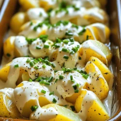 Für die einfachen cremigen Knoblauchsoße Baby-Kartoffeln benötigst du: - 500g Baby-Kartoffeln, gewaschen und geschrubbt - 4 Knoblauchzehen, fein gehackt - 1 Tasse Sahne - 2 Esslöffel Butter - 1 Teelöffel getrockneter Thymian - 1 Teelöffel getrocknete Petersilie - Salz und schwarzer Pfeffer nach Geschmack - Frische Schnittlauch, gehackt (zur Garnitur) Wenn du keine Sahne hast, kannst du auch griechischen Joghurt verwenden. Das macht die Soße leicht und frisch. Für den Knoblauch kann auch Knoblauchpulver eingesetzt werden. Falls du keine frischen Kräuter hast, verwende einfach mehr getrocknete Kräuter. Butter kann durch Olivenöl ersetzt werden, wenn du eine leichtere Option wünschst. Jede Portion enthält etwa: - Kalorien: 350 - Fett: 20g - Kohlenhydrate: 30g - Eiweiß: 6g Diese Werte können variieren, je nachdem, welche Zutaten du verwendest. Achte darauf, die Zutaten frisch zu halten, um den besten Geschmack zu erzielen. Wenn du mehr Informationen brauchst, schau dir das Full Recipe an. Ich beginne mit den Baby-Kartoffeln. Zuerst wasche ich sie gründlich. Dann koche ich sie in einem großen Topf mit Wasser. Ich füge eine Prise Salz hinzu, um den Geschmack zu verbessern. Die Kartoffeln brauchen etwa 15 bis 20 Minuten, bis sie zart sind. Ich teste sie mit einer Gabel. Wenn sie weich sind, lasse ich sie abtropfen und stelle sie beiseite. Jetzt ist es Zeit für die Knoblauchsoße. In einer großen Pfanne schmelze ich die Butter bei mittlerer Hitze. Sobald die Butter geschmolzen ist, gebe ich die fein gehackten Knoblauchzehen hinzu. Ich brate den Knoblauch für 1 bis 2 Minuten an, bis er duftet. Ich achte darauf, dass der Knoblauch nicht anbrennt, um den Geschmack zu erhalten. Dann senke ich die Hitze und gieße die Sahne vorsichtig in die Pfanne. Ich rühre die Mischung gut um. Danach füge ich getrockneten Thymian, Petersilie, Salz und Pfeffer hinzu. Die Soße köchelt für 3 bis 4 Minuten, damit sie leicht eindickt. Jetzt kombiniere ich die Kartoffeln mit der Soße. Ich gebe die gekochten Baby-Kartoffeln in die Pfanne. Ich wende die Kartoffeln vorsichtig in der cremigen Knoblauchsoße. Das sorgt dafür, dass sie gut bedeckt sind. Dann lasse ich alles für weitere 2 bis 3 Minuten zusammen kochen. So nehmen die Kartoffeln die leckeren Aromen auf. Schließlich serviere ich die Kartoffeln mit frisch gehacktem Schnittlauch. Damit sieht das Gericht nicht nur gut aus, sondern schmeckt auch fantastisch! Für das vollständige Rezept schaue dir den Abschnitt "Full Recipe" an. Bei der Zubereitung der Baby-Kartoffeln und der Knoblauchsoße gibt es einige häufige Fehler. Diese gilt es zu vermeiden: - Kartoffeln nicht genug kochen: Achten Sie darauf, dass die Kartoffeln zart sind. Sie sollten sich leicht mit einer Gabel durchstechen lassen. - Knoblauch anbrennen lassen: Der Knoblauch sollte nur kurz angebraten werden. Zu langes Braten führt zu bitterem Geschmack. - Die Soße nicht würzen: Salz und Pfeffer sind wichtig. Sie bringen die Aromen der Soße zur Geltung. Manchmal möchten Sie die Konsistenz der Soße anpassen. Hier sind einige Tipps, um das zu erreichen: - Für eine dickere Soße: Lassen Sie die Soße länger köcheln. Dadurch verdampft mehr Flüssigkeit und die Soße wird dicker. - Für eine dünnere Soße: Fügen Sie etwas mehr Sahne oder Brühe hinzu. Gut umrühren, damit alles gleichmäßig verteilt ist. - Für mehr Geschmack: Ein Spritzer Zitronensaft kann helfen. Erfrischt die Aromen ohne die Soße zu verdünnen. Die Garzeit für Baby-Kartoffeln ist wichtig, um die beste Textur zu erreichen. Hier sind einige Hinweise: - 15-20 Minuten: Dies ist die ideale Zeit für zarte Baby-Kartoffeln. Testen Sie sie mit einer Gabel. - Größere Kartoffeln: Wenn Sie größere Kartoffeln verwenden, erhöhen Sie die Garzeit um einige Minuten. - Schneller kochen: Wenn Sie es eilig haben, schneiden Sie die Kartoffeln in kleinere Stücke. So garen sie schneller. Für die genaue Zubereitung der Baby-Kartoffeln und der Soße schauen Sie sich das [Full Recipe] an. {{image_4}} Möchten Sie mehr Schärfe? Fügen Sie etwas rote Paprika oder Cayennepfeffer hinzu. Diese Gewürze bringen Hitze und Geschmack. Sie können auch ein wenig Senf für einen herzhaften Twist ausprobieren. Ein Spritzer Zitronensaft kann die Aromen aufhellen. Frische Kräuter können Ihre Soße lebendiger machen. Basilikum, Thymian oder Oregano sind tolle Optionen. Hacken Sie sie fein und fügen Sie sie am Ende der Kochzeit hinzu. Das gibt der Soße einen frischen, aromatischen Geschmack. Für eine vegane Variante ersetzen Sie die Sahne durch Kokosmilch oder Cashew-Creme. Diese Optionen sind cremig und lecker. Verwenden Sie vegane Butter oder Olivenöl anstelle von Butter. So genießen Sie die Knoblauchsoße ohne tierische Produkte. Wenn Sie mehr über die einfache cremige Knoblauchsoße Baby-Kartoffeln erfahren möchten, schauen Sie sich das Full Recipe an. Nach dem Kochen sollten die Baby-Kartoffeln in einem luftdichten Behälter aufbewahrt werden. So bleiben sie frisch. Die Knoblauchsoße kann auch in diesem Behälter bleiben. Im Kühlschrank halten sie etwa 3-4 Tage. Achte darauf, die Soße gut zu rühren, bevor du sie wieder benutzt. Wenn du die Kartoffeln oder die Soße länger aufbewahren möchtest, friere sie ein. Kartoffeln können ihre Textur verlieren, deshalb empfehle ich, nur die Soße zu frieren. Fülle die Soße in einen gefrierfesten Behälter. Sie hält sich bis zu 3 Monate im Gefrierfach. Wenn du die Soße brauchst, taue sie im Kühlschrank auf. Um die Kartoffeln wieder aufzuwärmen, lege sie in eine Pfanne mit etwas Wasser. Erhitze sie bei mittlerer Hitze, bis sie warm sind. Für die Soße kannst du sie in einem kleinen Topf auf dem Herd erhitzen. Rühre ständig, damit sie nicht anbrennt. Ich empfehle, etwas Sahne hinzuzufügen, um die Soße cremig zu halten. Wenn du mehr Informationen suchst, sieh dir das [Full Recipe] an. Baby-Kartoffeln bleiben im Kühlschrank etwa 3 bis 5 Tage frisch. Achten Sie darauf, sie in einem luftdichten Behälter aufzubewahren. So vermeiden Sie, dass sie austrocknen oder schimmeln. Wenn Sie die Kartoffeln gekocht haben, halten sie sich ebenfalls 3 bis 5 Tage im Kühlschrank. Ja, Sie können die Knoblauchsoße im Voraus machen. Lagern Sie sie in einem luftdichten Behälter im Kühlschrank. Vor dem Servieren einfach aufwärmen. Achten Sie darauf, die Soße sanft zu erhitzen, damit sie nicht anbrennt. Wenn sie zu dick wird, fügen Sie etwas Sahne oder Wasser hinzu. Zu den cremigen Knoblauchsoße Baby-Kartoffeln passen viele Beilagen. Hier sind einige Vorschläge: - Gegrilltes Gemüse - Frischer grüner Salat - Gebratenes Hähnchen - Rindfleischsteaks - Gebackener Lachs Diese Beilagen ergänzen die Aromen der Soße perfekt. Genießen Sie die Vielfalt! Ich habe die Schritte und Zutaten für leckere Baby-Kartoffeln und Knoblauchsoße klar erklärt. Sie sind einfach zuzubereiten und sehr schmackhaft. Mit den Tipps und Tricks können Sie häufige Fehler vermeiden und die Soße anpassen. Variationen bieten neue Geschmackserlebnisse. Außerdem lernen Sie, wie Sie die Kartoffeln richtig lagern und aufwärmen. Experimentieren Sie mit frischen Kräutern und genießen Sie Ihre Kreationen. Kochen macht Spaß und schmeckt gut!