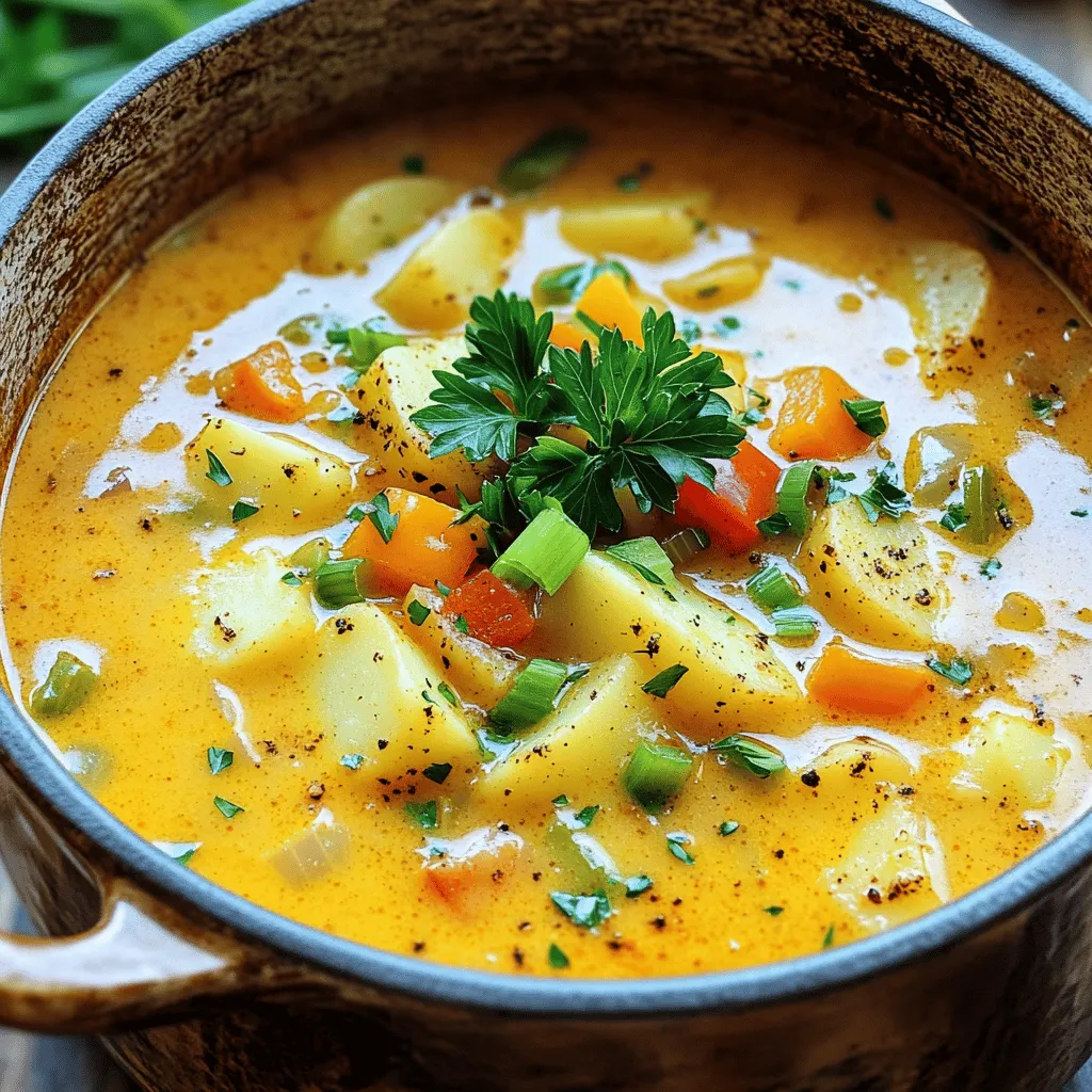Für die Cajun Kartoffelsuppe brauchst du einige einfache Zutaten. Diese Zutaten machen die Suppe lecker und sättigend. Hier ist die Liste: - 4 mittelgroße Mehligkartoffeln, geschält und gewürfelt - 1 Zwiebel, fein gehackt - 3 Knoblauchzehen, zerdrückt - 2 Selleriestangen, gewürfelt - 1 Paprika (rot oder grün), gewürfelt - 4 Tassen Gemüse- oder Hühnerbrühe - 1 Tasse Schlagsahne (oder Kokosmilch für eine leichtere Option) - 2 Esslöffel Cajun-Gewürz - 1/2 Teelöffel geräuchertes Paprikapulver - 1/4 Teelöffel Cayennepfeffer - 2 Esslöffel Olivenöl - Salz und Pfeffer nach Geschmack - Frühlingszwiebeln und Petersilie zum Garnieren Cajun-Gewürz bringt den besonderen Geschmack in die Suppe. Es hat viele Aromen. Die Gewürze sind: - Paprika - Zwiebelpulver - Knoblauchpulver - Schwarzer Pfeffer - Cayennepfeffer Diese Gewürze machen die Suppe scharf und würzig. Du kannst die Menge nach deinem Geschmack anpassen. Du kannst die Suppe leicht anpassen. Hier sind einige Ideen: - Gemüse: Füge Karotten oder Spinat hinzu. - Protein: Mische Hähnchen oder Wurst für mehr Geschmack. - Milchalternativen: Verwende Mandelmilch oder Soja-Creme. Mit diesen Alternativen kannst du die Suppe nach deinem Wunsch gestalten. Du findest die vollständige Rezeptanleitung in der [Full Recipe]. Zuerst musst du alle Zutaten bereitstellen. Du brauchst: - 4 mittelgroße Mehligkartoffeln, geschält und gewürfelt - 1 Zwiebel, fein gehackt - 3 Knoblauchzehen, zerdrückt - 2 Selleriestangen, gewürfelt - 1 Paprika (rot oder grün), gewürfelt - 4 Tassen Gemüse- oder Hühnerbrühe - 1 Tasse Schlagsahne oder Kokosmilch - 2 Esslöffel Cajun-Gewürz - 1/2 Teelöffel geräuchertes Paprikapulver - 1/4 Teelöffel Cayennepfeffer - 2 Esslöffel Olivenöl - Salz und Pfeffer nach Geschmack - 1/4 Tasse Frühlingszwiebeln, gehackt (zum Garnieren) - 1/4 Tasse frische Petersilie, gehackt (zum Garnieren) Wasche das Gemüse gut. Schneide alles in kleine Stücke. Das macht das Kochen leichter. Erhitze in einem großen Topf das Olivenöl bei mittlerer Hitze. Füge die Zwiebeln, den Sellerie und die Paprika hinzu. Brate das Gemüse für etwa 5 Minuten. Es sollte weich werden und duftend sein. Danach gib den zerdrückten Knoblauch dazu. Brate ihn für eine weitere Minute. Achte darauf, dass er nicht anbrennt, denn das kann bitter schmecken. Jetzt ist es Zeit für die Brühe und Kartoffeln. Gib die gewürfelten Kartoffeln in den Topf. Gieße die Gemüse- oder Hühnerbrühe dazu. Bring alles zum Kochen. Einmal gekocht, reduziere die Hitze auf ein sanftes Köcheln. Rühre das Cajun-Gewürz, das geräucherte Paprikapulver und den Cayennepfeffer ein. Lass die Suppe etwa 15 bis 20 Minuten köcheln. Die Kartoffeln sollten zart sein. Wenn die Kartoffeln gar sind, püriere die Suppe mit einem Pürierstab. Du kannst sie cremig oder stückig machen, je nachdem, was du magst. Wenn du keinen Pürierstab hast, übertrage Portionsweise in einen Standmixer. Gib die pürierte Suppe zurück in den Topf. Rühre die Schlagsahne oder Kokosmilch ein. Lass die Suppe für weitere 5 Minuten erhitzen. Schmecke sie mit Salz und Pfeffer ab. Garniere die Suppe mit Frühlingszwiebeln und Petersilie. So sieht sie frisch und einladend aus. Für die ganze Zubereitung kannst du das [Full Recipe] nutzen, um nichts zu vergessen und die Schritte genau zu folgen. Um die beste Konsistenz zu erreichen, püriere die Suppe gut. Ein Pürierstab macht das einfach. Ich mag es, die Suppe cremig, aber nicht zu glatt zu haben. Wenn du Stücke magst, püriere nur zur Hälfte. Das gibt der Suppe einen tollen Biss. Du kannst auch etwas Brühe hinzufügen, wenn die Suppe zu dick ist. So bleibt sie schön sämig. Die Schärfe ist wichtig bei Cajun-Gerichten. Beginne mit weniger Cayennepfeffer, wenn du es mild magst. Du kannst mehr hinzufügen, wenn du mehr Hitze möchtest. Schmecke die Suppe ab, während du kochst. Das hilft, die perfekte Balance zu finden. Denke daran, dass die Schärfe beim Kochen leicht zunimmt. Sei also vorsichtig! Frische Kräuter machen einen großen Unterschied. Ich empfehle, Petersilie und Frühlingszwiebeln hinzuzufügen. Diese Kräuter bringen Frische und Farbe. Du kannst auch andere Kräuter ausprobieren, wie Thymian oder Oregano. Füge die Kräuter am Ende hinzu, um ihren Geschmack zu bewahren. So wird deine Cajun Kartoffelsuppe noch aromatischer. Für das vollständige Rezept, schau dir die [Full Recipe] an. {{image_4}} Du kannst die Cajun Kartoffelsuppe auch vegetarisch oder vegan zubereiten. Verwende einfach Gemüsebrühe statt Hühnerbrühe. Ersetze die Schlagsahne mit Kokosmilch oder einer anderen pflanzlichen Sahne. Wenn du etwas mehr Geschmack willst, füge geröstete Nüsse oder Hülsenfrüchte hinzu. Sie machen die Suppe noch nahrhafter. Für eine herzhaftere Variante kannst du Fleisch oder Meeresfrüchte hinzufügen. Würfeln Sie Hühnerbrust oder Wurst und braten Sie sie zusammen mit den Zwiebeln an. Für Meeresfrüchte sind Garnelen oder Krabben eine tolle Wahl. Füge sie in den letzten Minuten des Kochens hinzu, damit sie zart bleiben. Du kannst auch andere Gemüsesorten in die Suppe einfügen. Karotten, Erbsen oder Brokkoli passen gut. Diese Gemüse bringen zusätzliche Farben und Nährstoffe in die Suppe. Achte darauf, die Kochzeiten anzupassen, damit alles gleichmäßig gart. Diese Variationen machen das Gericht spannend und passen zu vielen Geschmäckern. Probiere die Full Recipe, um diese köstlichen Ideen umzusetzen! Bewahre die übrig gebliebene Cajun Kartoffelsuppe in einem luftdichten Behälter auf. Lass die Suppe auf Raumtemperatur abkühlen, bevor du sie in den Kühlschrank stellst. So bleibt der Geschmack frisch. Du kannst die Suppe auch in Portionen aufteilen. So kannst du sie leicht wieder aufwärmen. Um die Suppe wieder zu erwärmen, gib sie in einen Topf. Erhitze sie bei mittlerer Hitze. Rühre häufig, damit die Suppe gleichmäßig warm wird. Du kannst auch einen Schuss Brühe oder Sahne hinzufügen, um die Konsistenz zu verbessern. Wenn du die Suppe in der Mikrowelle erwärmen möchtest, benutze ein mikrowellengeeignetes Gefäß. Decke es ab, um Spritzer zu vermeiden. Im Kühlschrank hält sich die Cajun Kartoffelsuppe bis zu fünf Tage. Achte darauf, die Suppe gut zu lagern. Im Gefrierschrank kannst du sie bis zu drei Monate aufbewahren. Stelle sicher, dass du die Suppe in einem gefrierfesten Behälter aufbewahrst. So bleibt der Geschmack und die Textur erhalten. Vor dem Servieren einfach auftauen und erwärmen. Du wirst die köstliche, würzige Suppe lieben! Cajun Kartoffelsuppe hält sich gut. Du kannst sie im Kühlschrank für 3 bis 5 Tage aufbewahren. Stelle sicher, dass du die Suppe in einem luftdichten Behälter lagerst. Wenn du die Suppe länger aufbewahren möchtest, friere sie ein. Im Gefrierfach bleibt sie bis zu 3 Monate frisch. Ja, du kannst die Suppe im Voraus zubereiten. Das ist sogar eine gute Idee! Die Aromen verbinden sich besser, wenn die Suppe einige Stunden oder über Nacht im Kühlschrank steht. Erwärme sie einfach, wenn du bereit bist zu essen. Du kannst die Konsistenz mit etwas Brühe anpassen, falls sie zu dick wird. Cajun-Gewürze stammen aus Louisiana, USA. Sie verbinden Einflüsse der französischen, spanischen und afrikanischen Küche. Typische Gewürze sind Paprika, Zwiebelpulver, Knoblauchpulver und Cayennepfeffer. Diese Mischung bringt den typischen, würzigen Geschmack, den du in der Cajun Kartoffelsuppe findest. Wenn du möchtest, kannst du auch deine eigene Mischung erstellen! Wir haben alle Zutaten für die Cajun Kartoffelsuppe untersucht. Die Gewürze geben ihr den besonderen Geschmack. Du kannst auch viele Anpassungen vornehmen. Die Schritt-für-Schritt-Anleitung hilft dir beim Kochen. Tipps garantieren die perfekte Konsistenz und Schärfe. Variationen bringen Vielfalt in das Gericht. Die richtige Lagerung sorgt dafür, dass die Suppe lange frisch bleibt. Cajun Kartoffelsuppe ist einfach zuzubereiten und macht Spaß. Probiere es aus und genieße jeden Löffel!